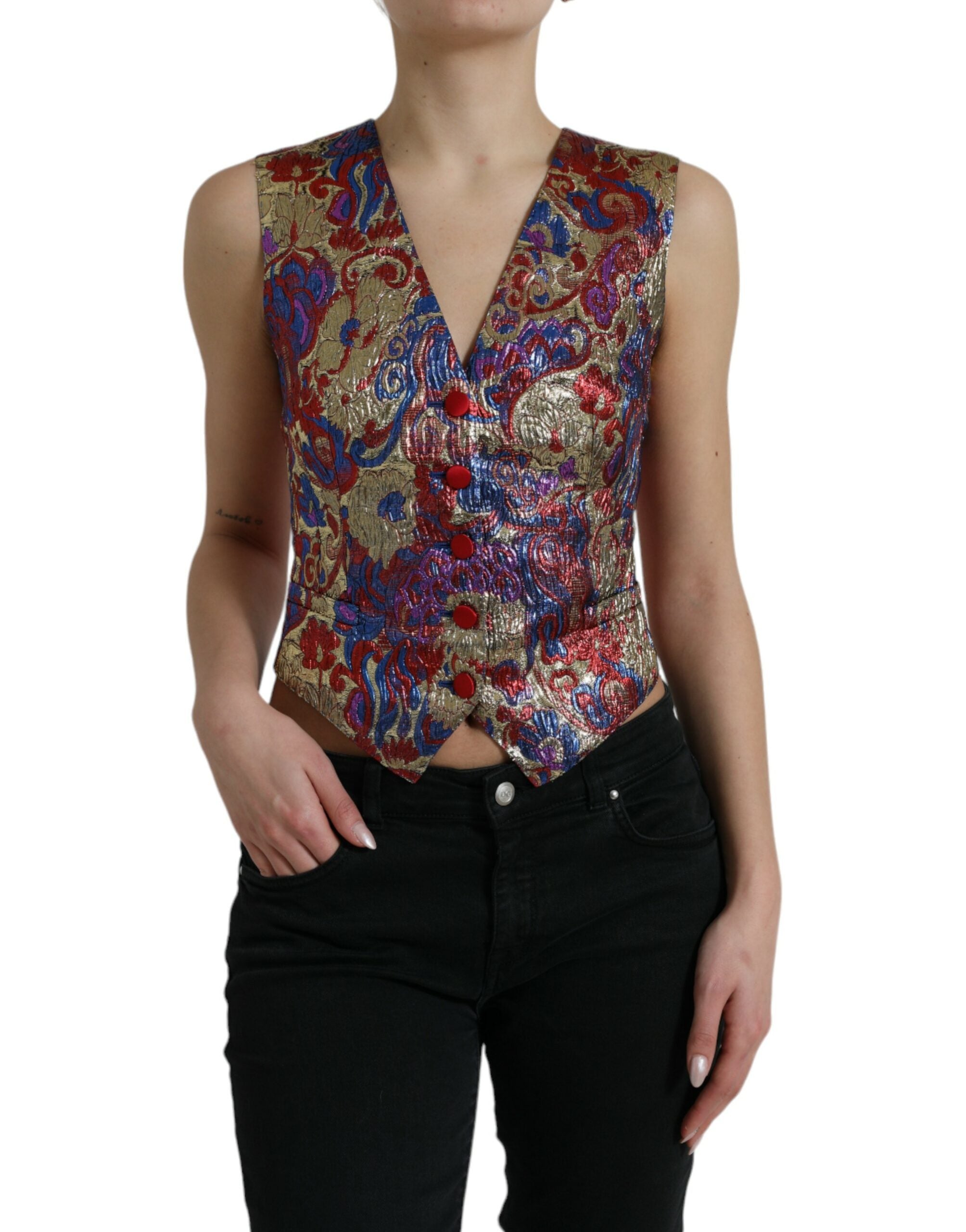 Gilet en jacquard à imprimé floral multicolore Dolce & Gabbana
