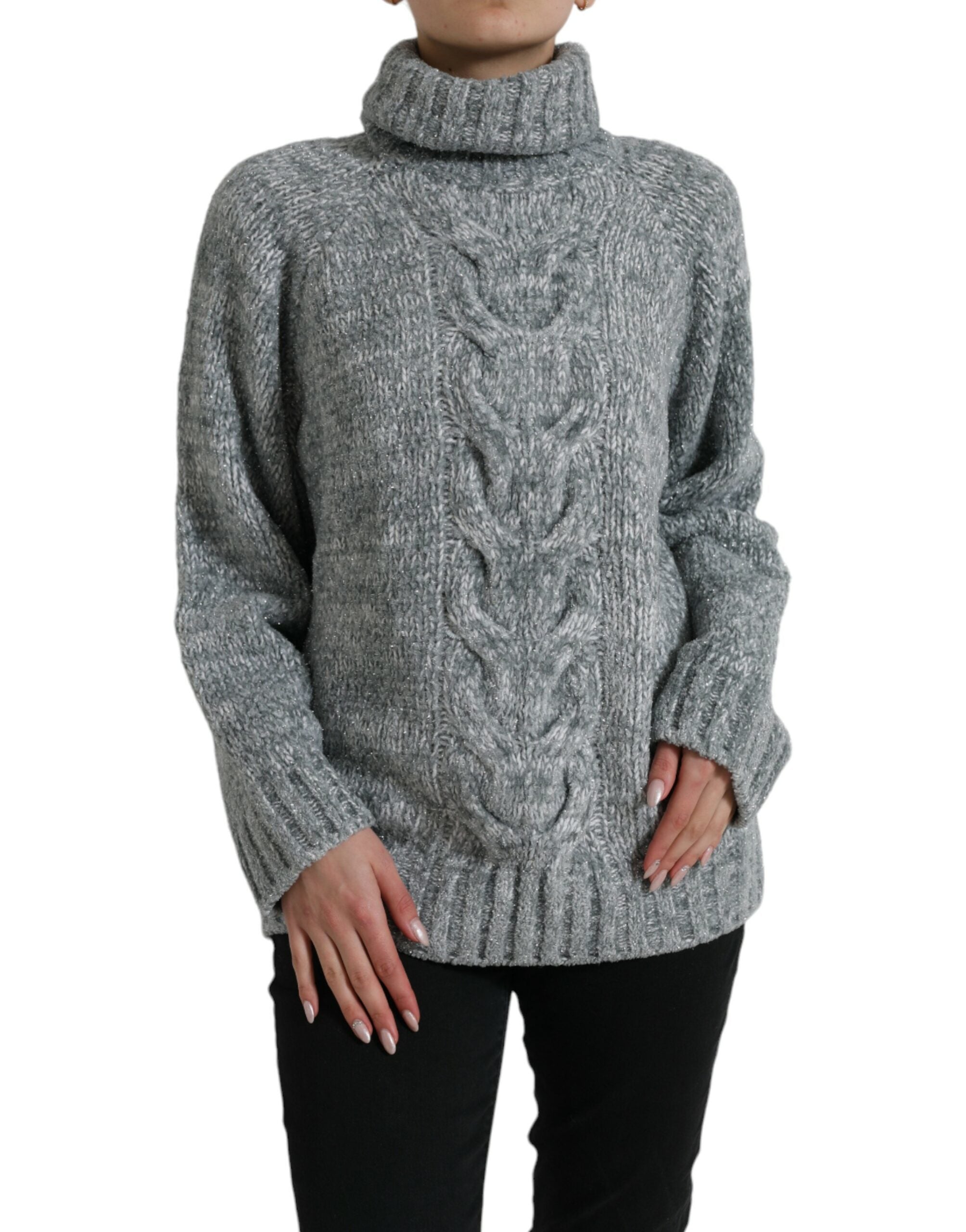 Dolce & Gabbana Eleganter Rollkragenpullover aus grauer Kaschmirmischung