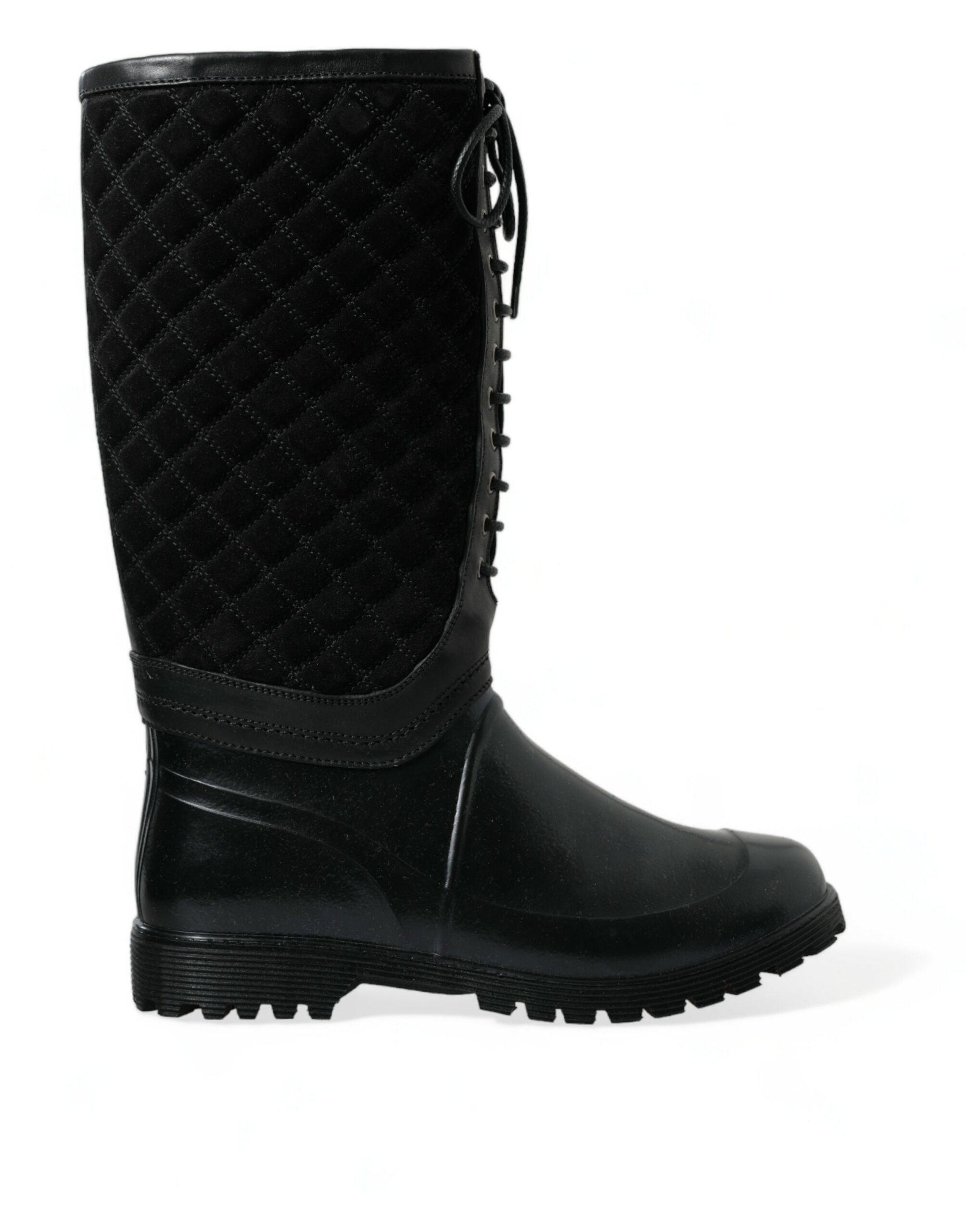 Bottes de pluie matelassées élégantes à lacets Dolce & Gabbana