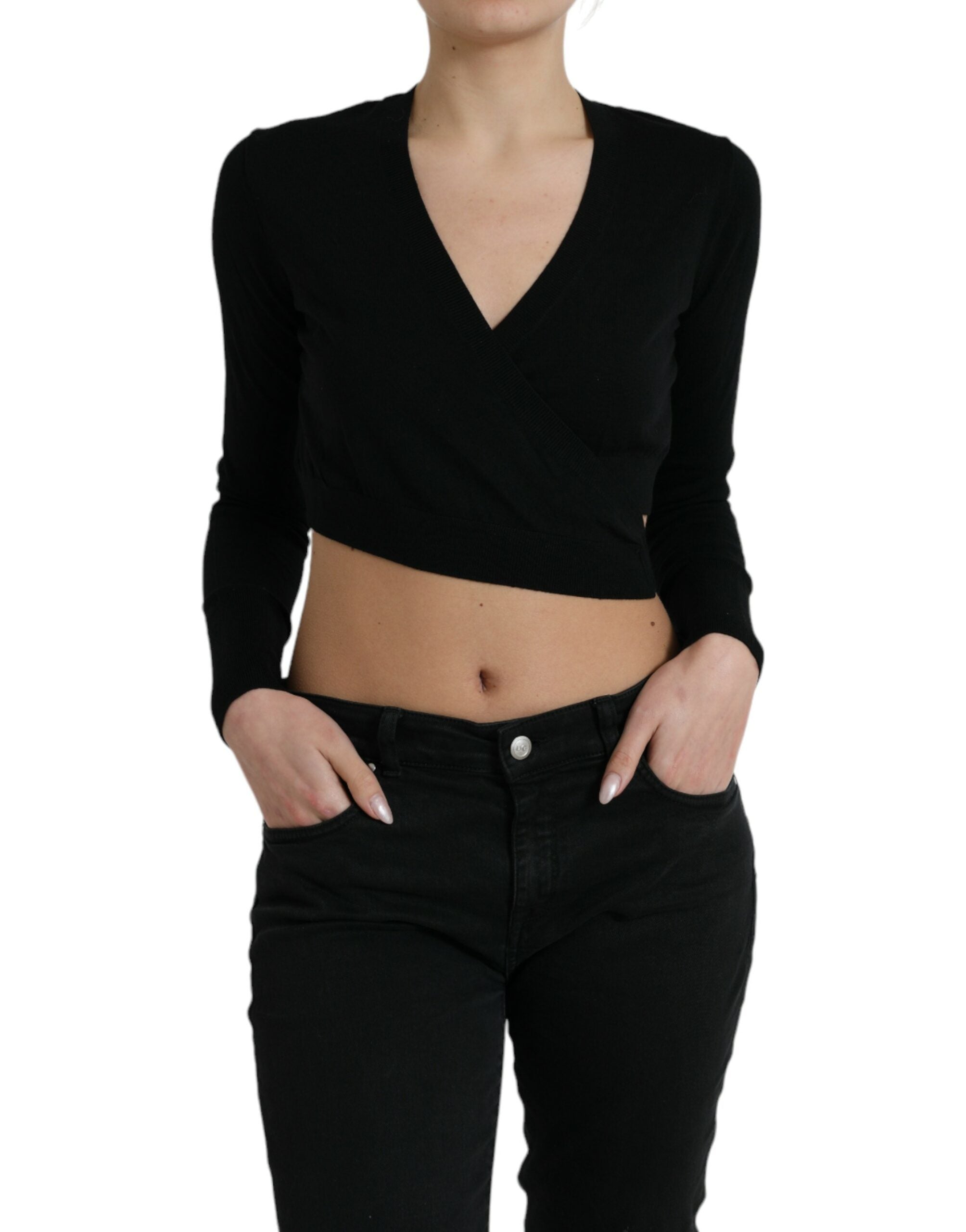 Dolce & Gabbana Eleganter schwarzer Cardigan aus Schurwolle