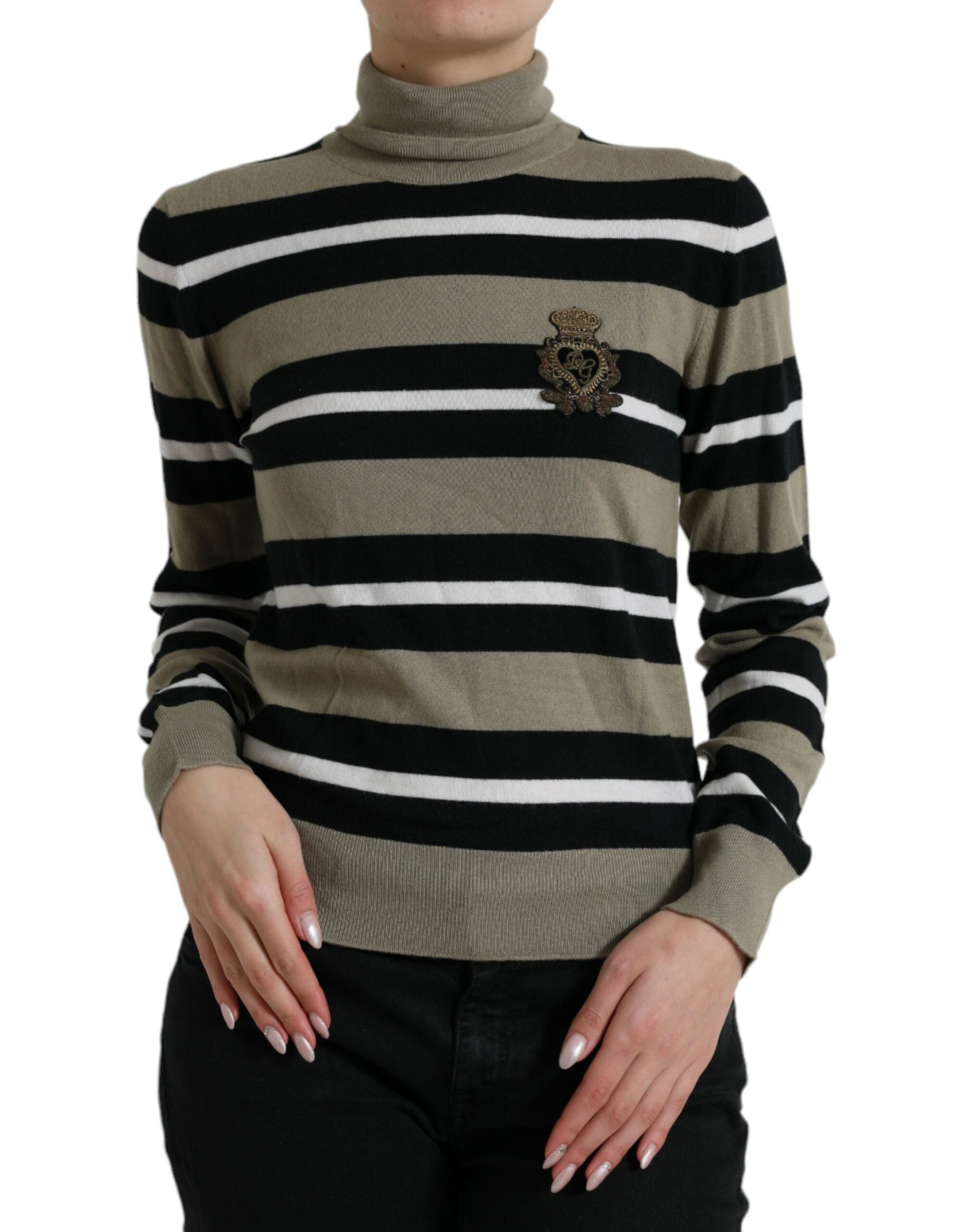 Dolce & Gabbana Eleganter gestreifter Rollkragenpullover aus Wolle
