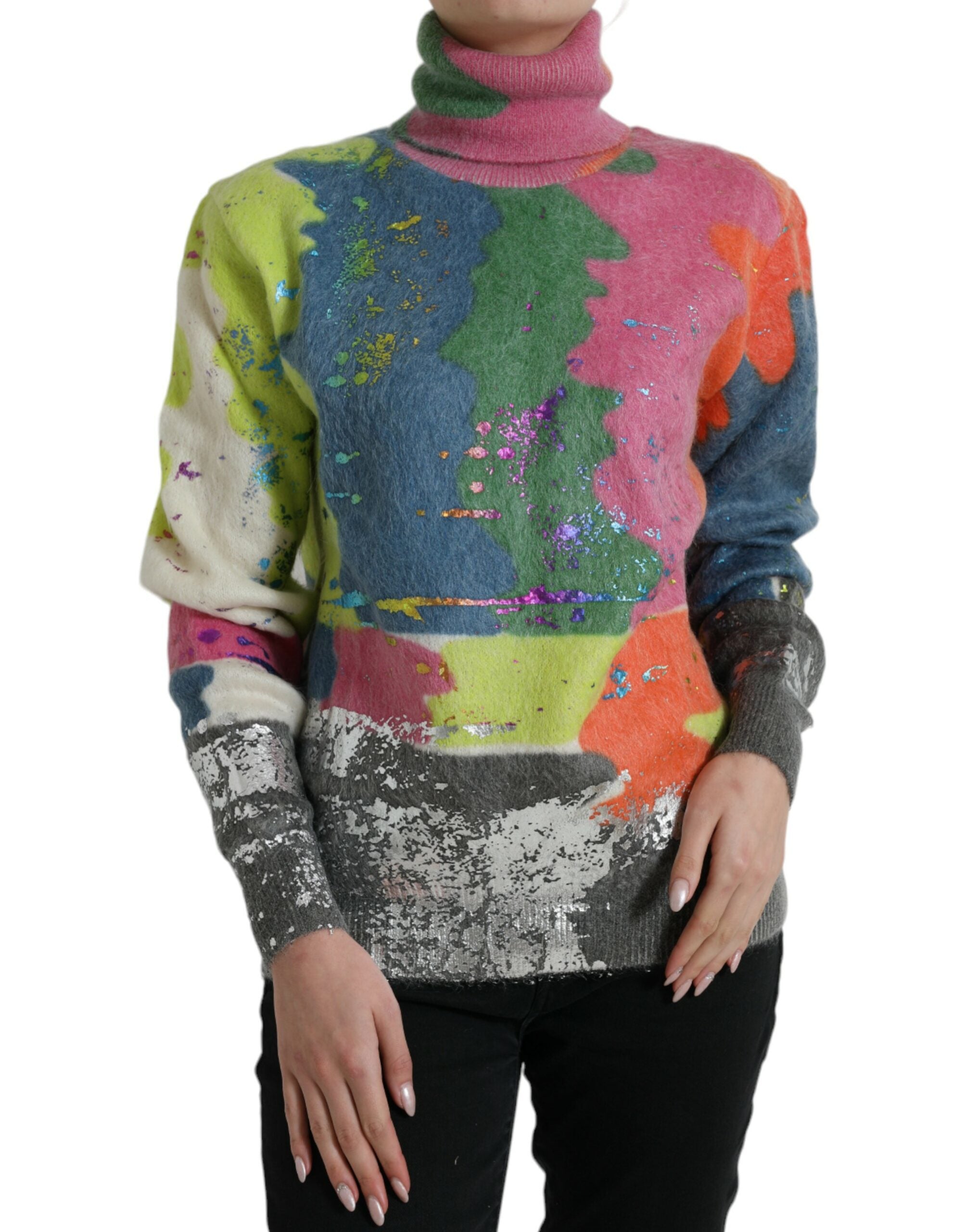 Dolce & Gabbana Mehrfarbiger Rollkragenpullover aus Mohair
