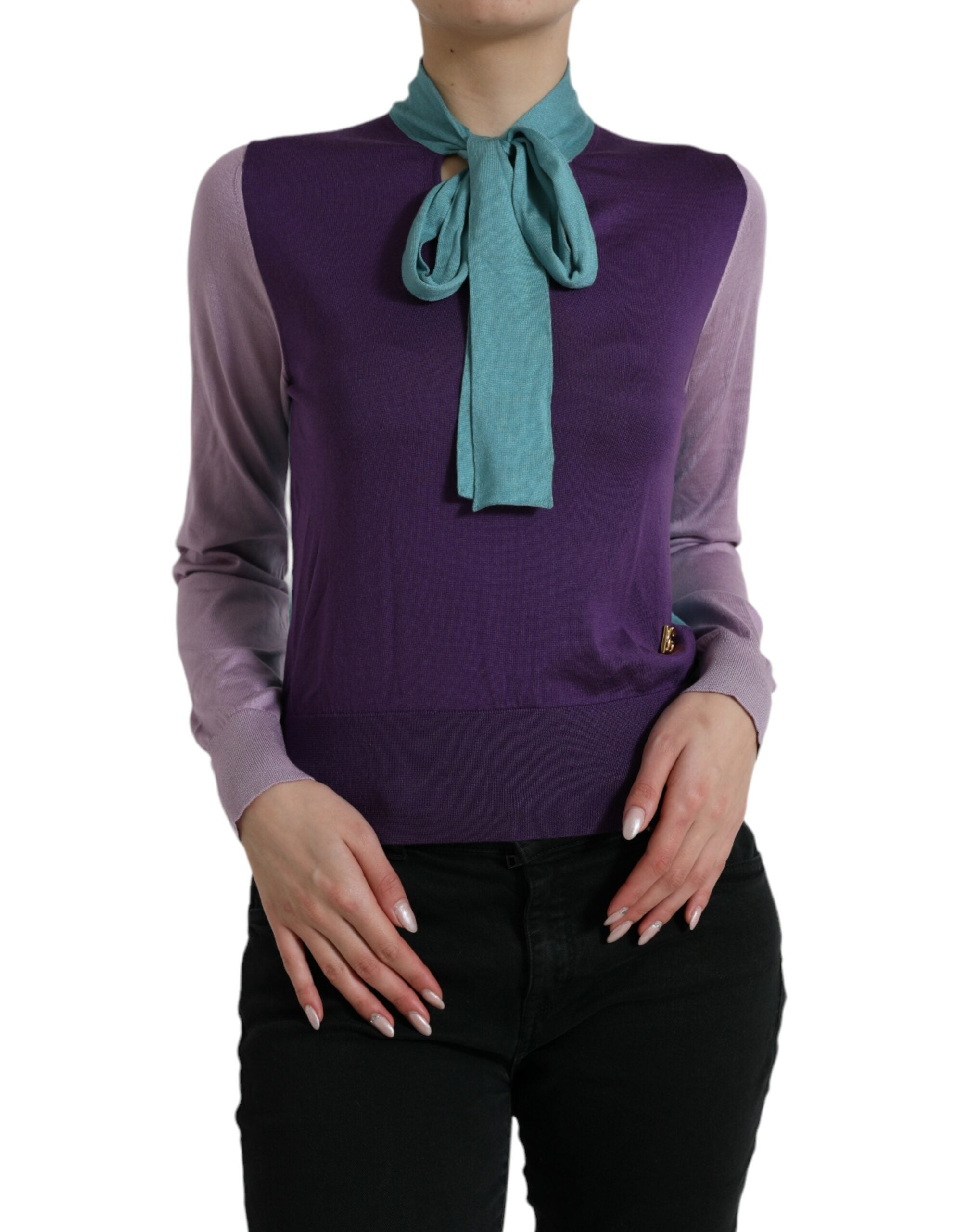 Dolce & Gabbana Mehrfarbiger Seidenpullover mit Schluppe