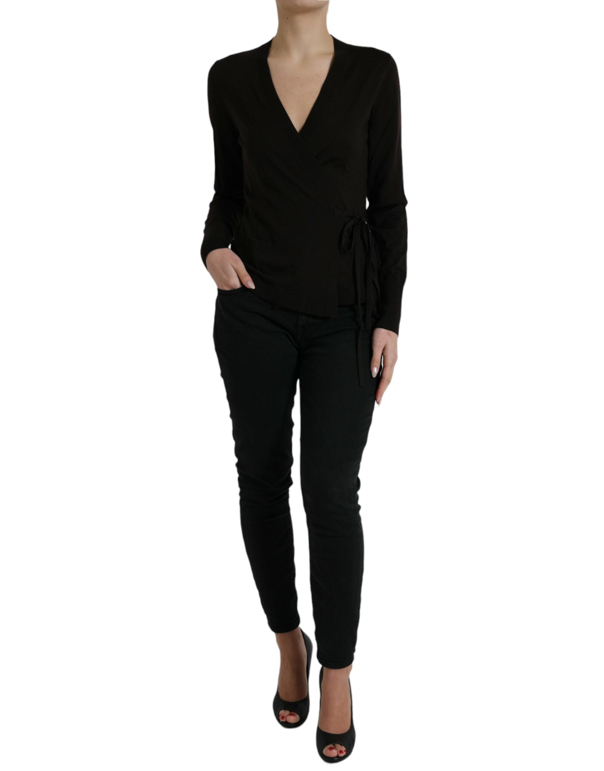 Dolce & Gabbana Elegante schwarze Strickjacke aus Schurwolle