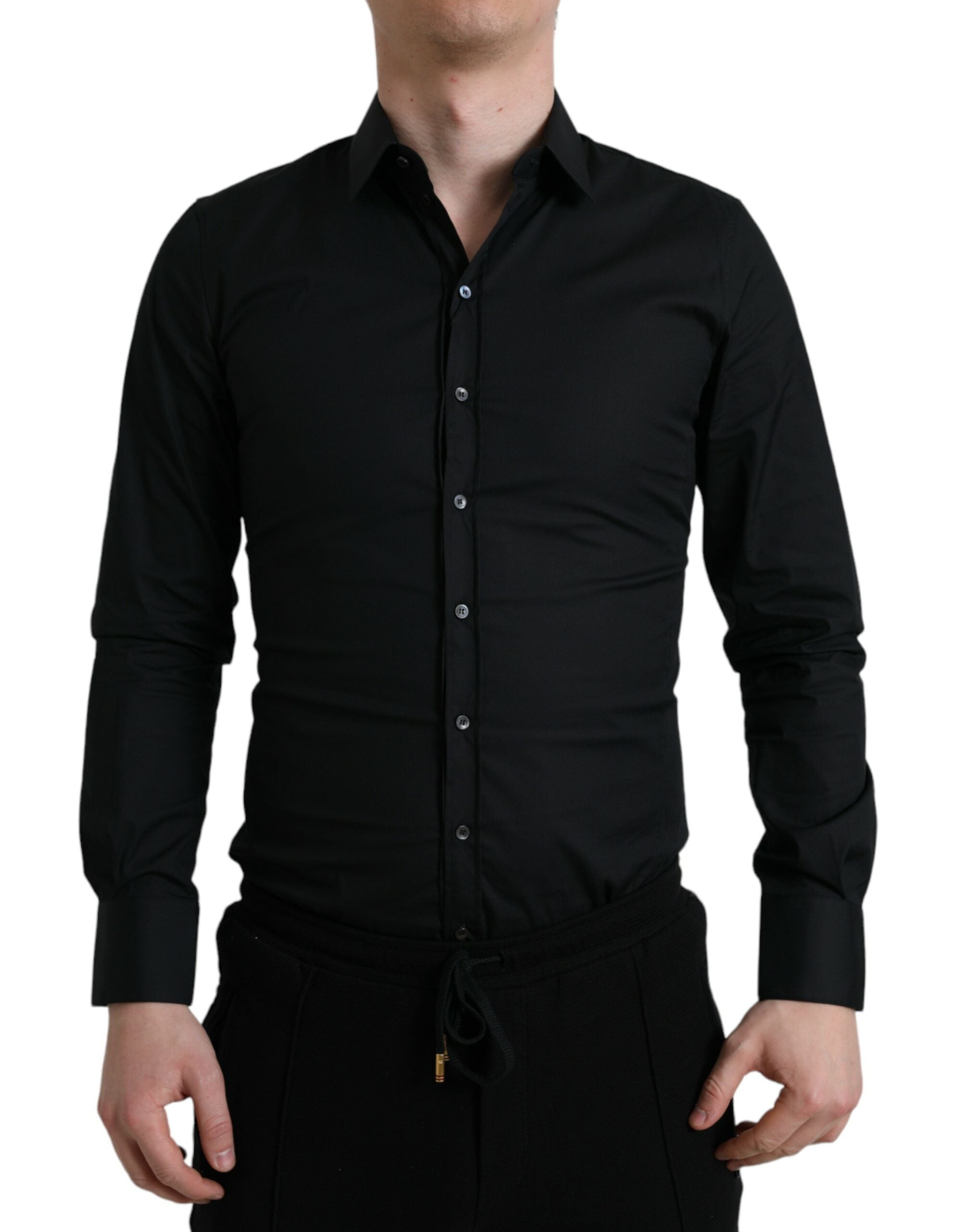 Dolce & Gabbana Elegantes schwarzes italienisches Slim Fit-Hemd