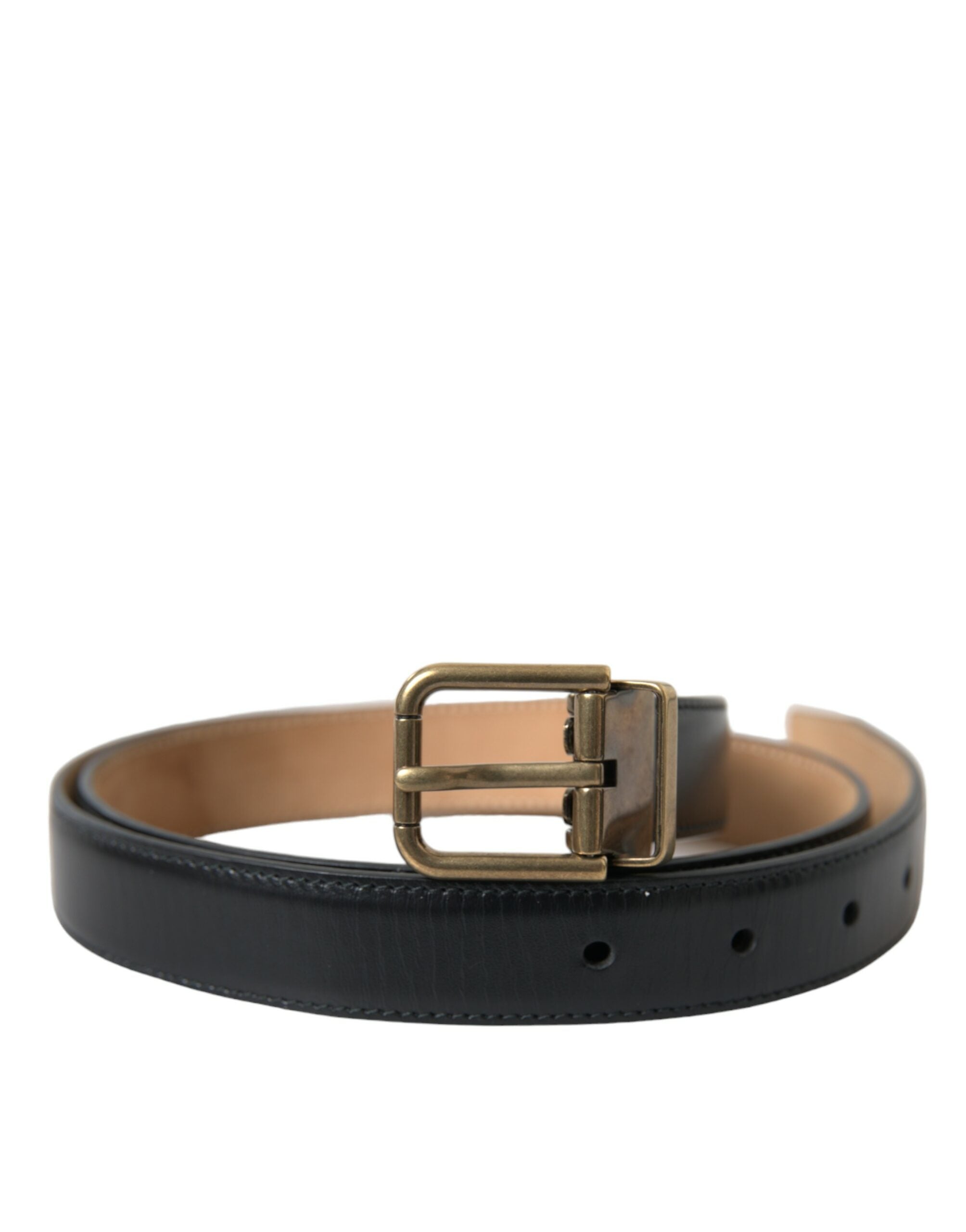 Dolce & Gabbana Eleganter schwarzer Gürtel aus Kalbsleder