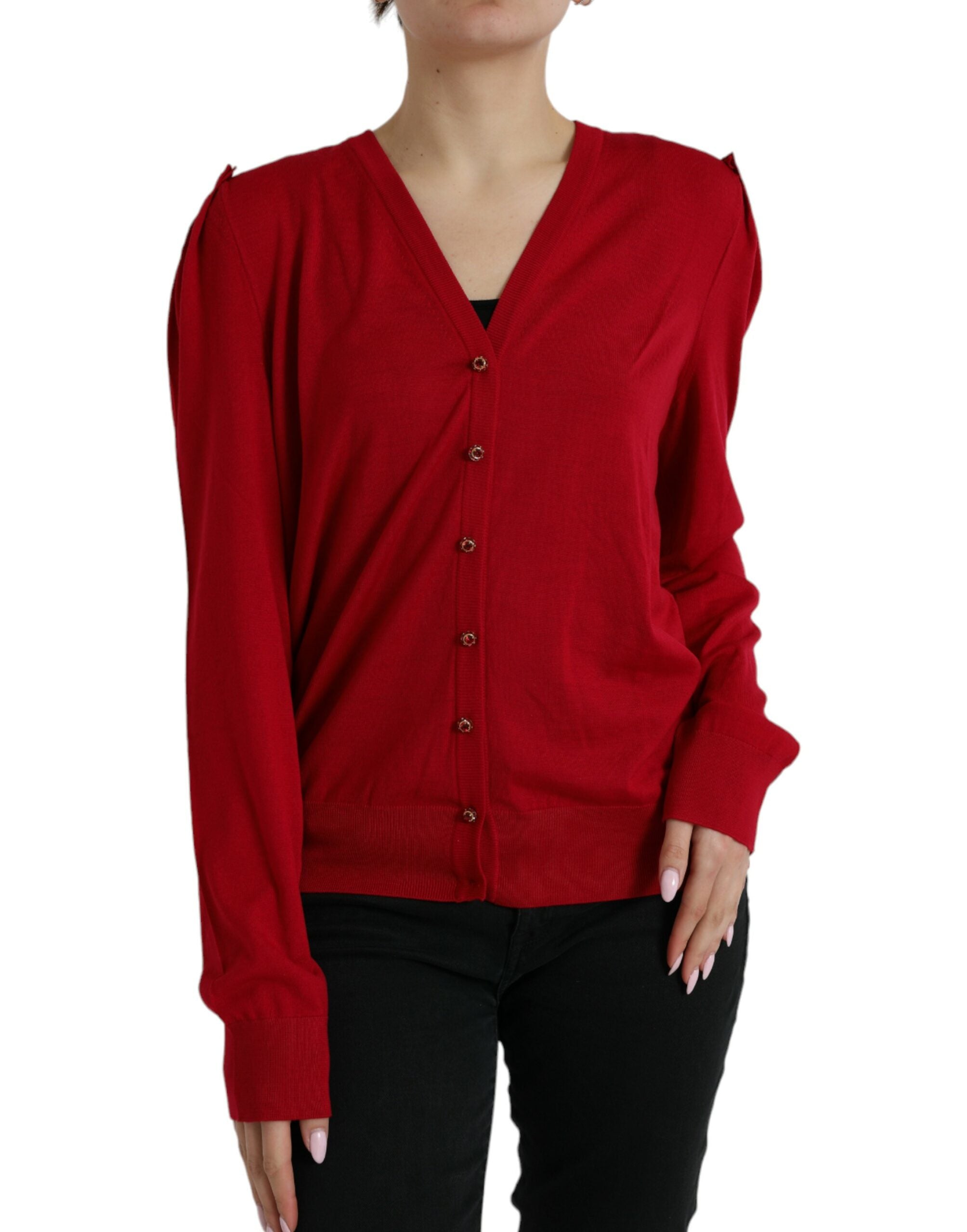 Dolce & Gabbana Elegante rote Wolljacke mit V-Ausschnitt