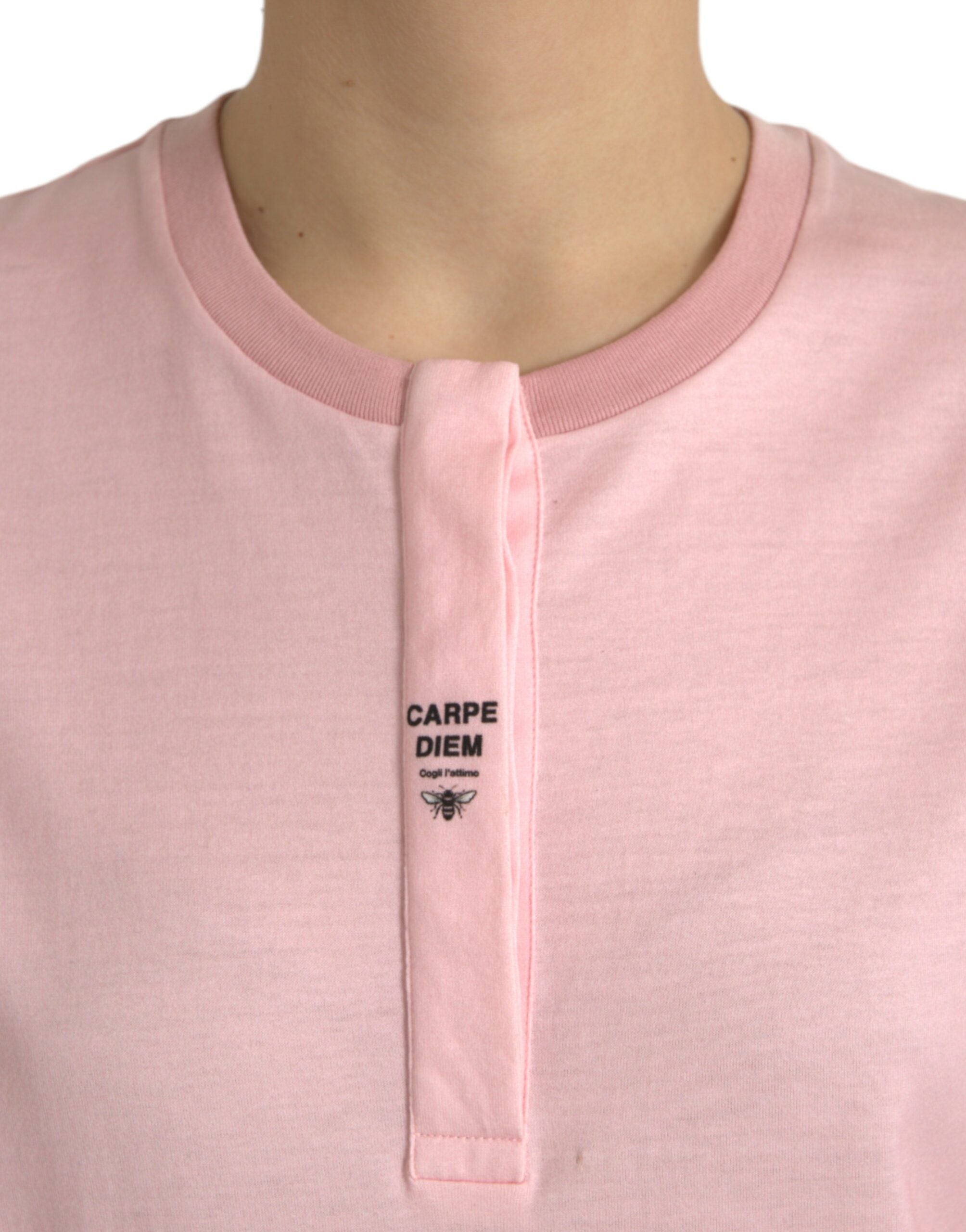 Dolce & Gabbana Pink Floral Print Cotton Short Sleeves T-shirt