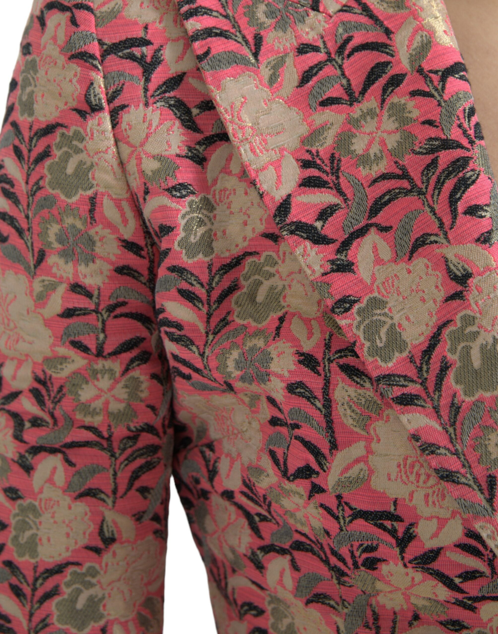 Costume 2 pièces slim en jacquard fleuri rose Dolce & Gabbana