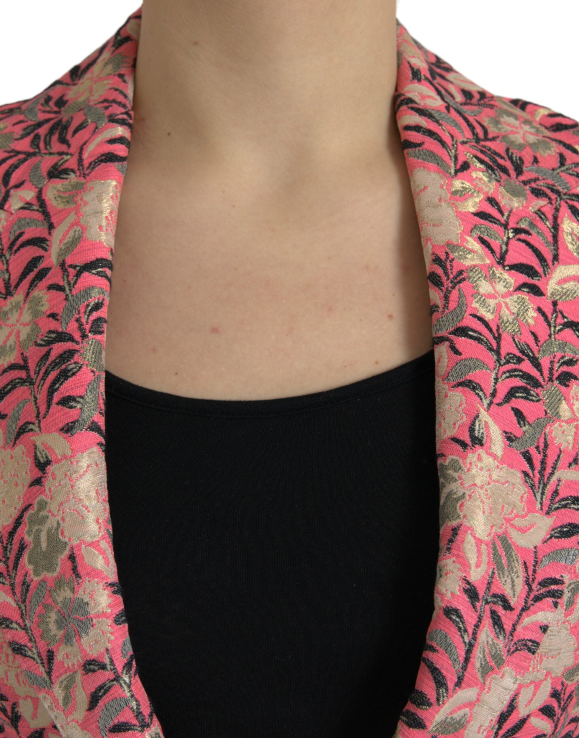Costume 2 pièces slim en jacquard fleuri rose Dolce & Gabbana