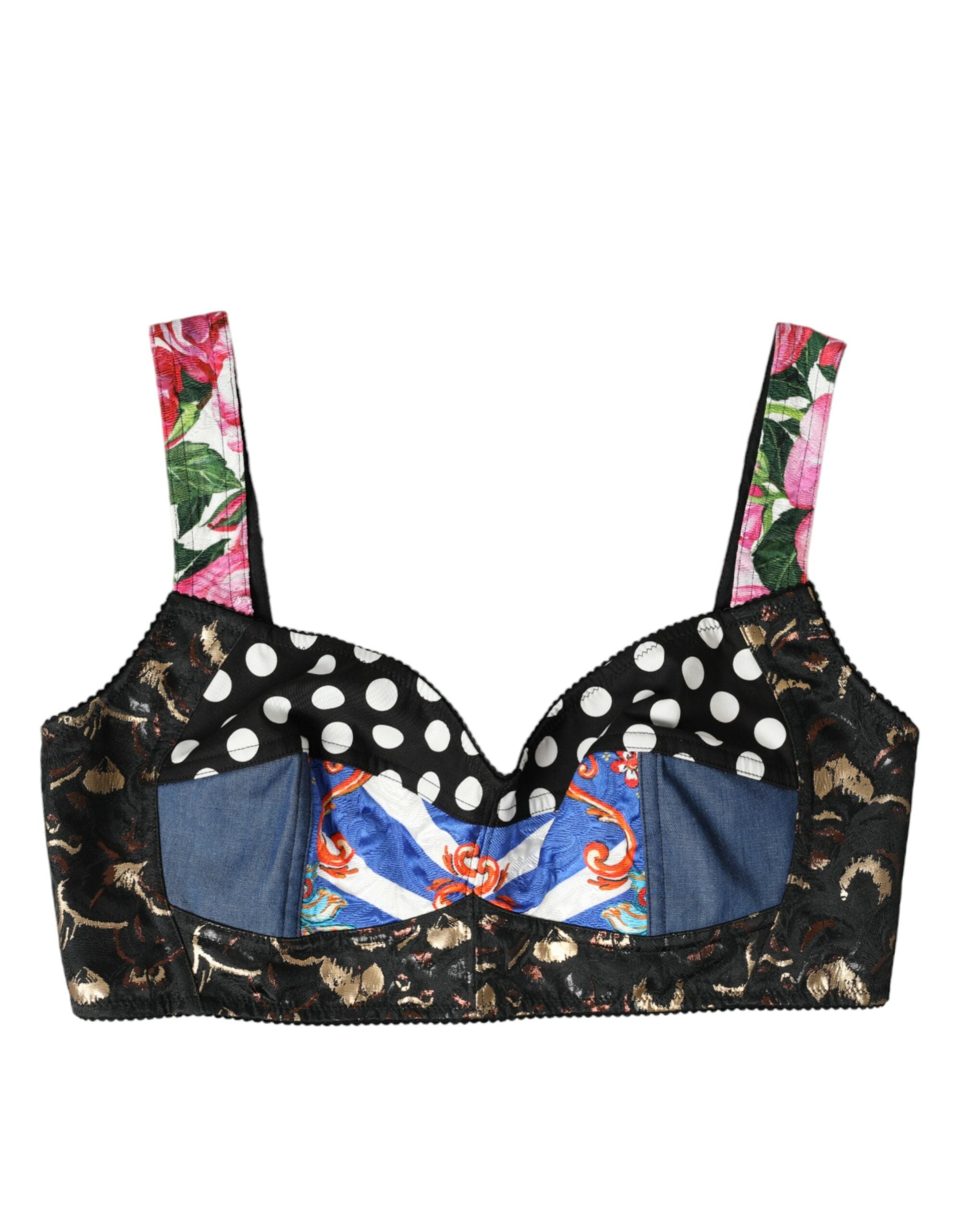 Haut court bustier patchwork fleuri Dolce & Gabbana