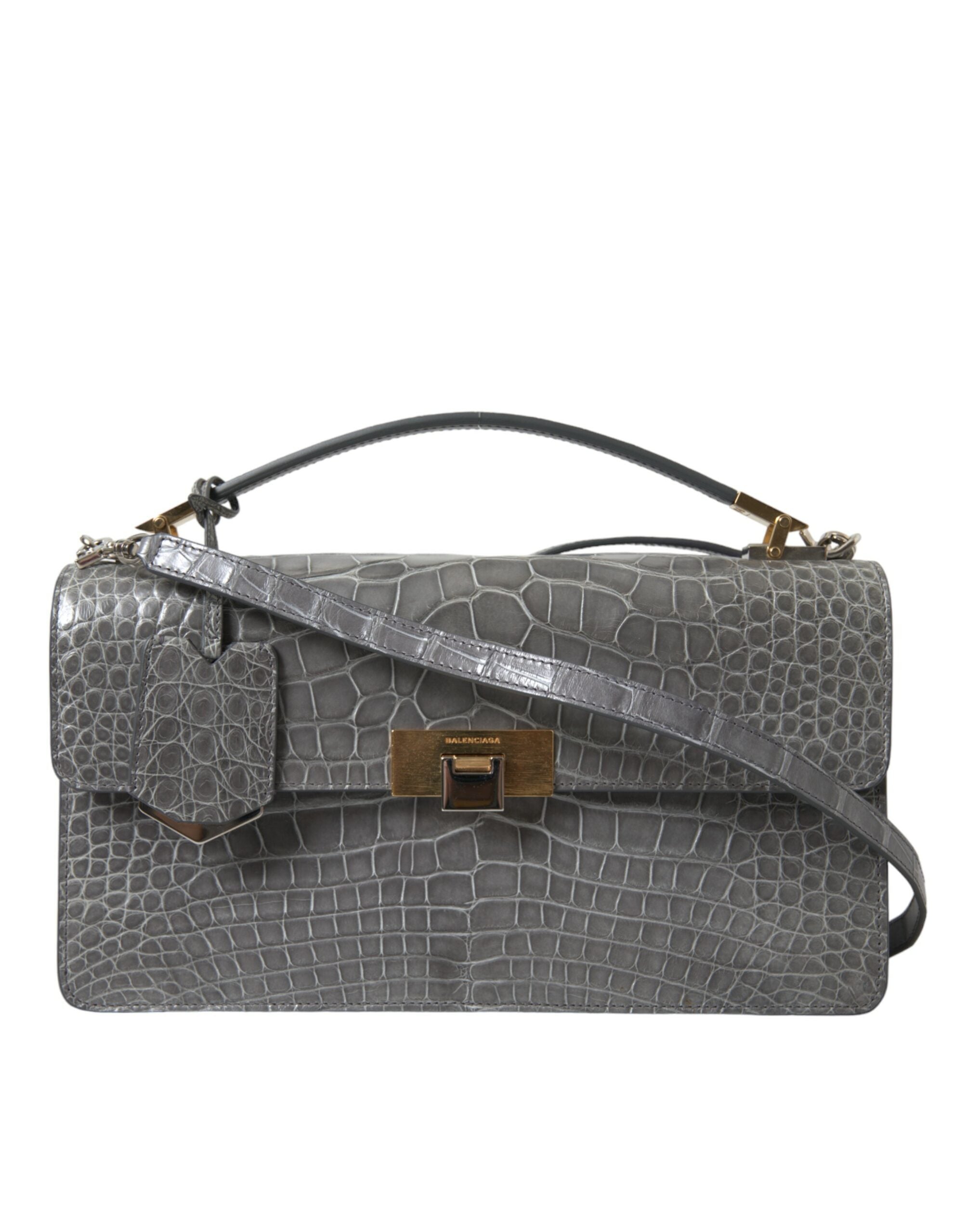 Sac à bandoulière moyen en cuir d'alligator Balenciaga