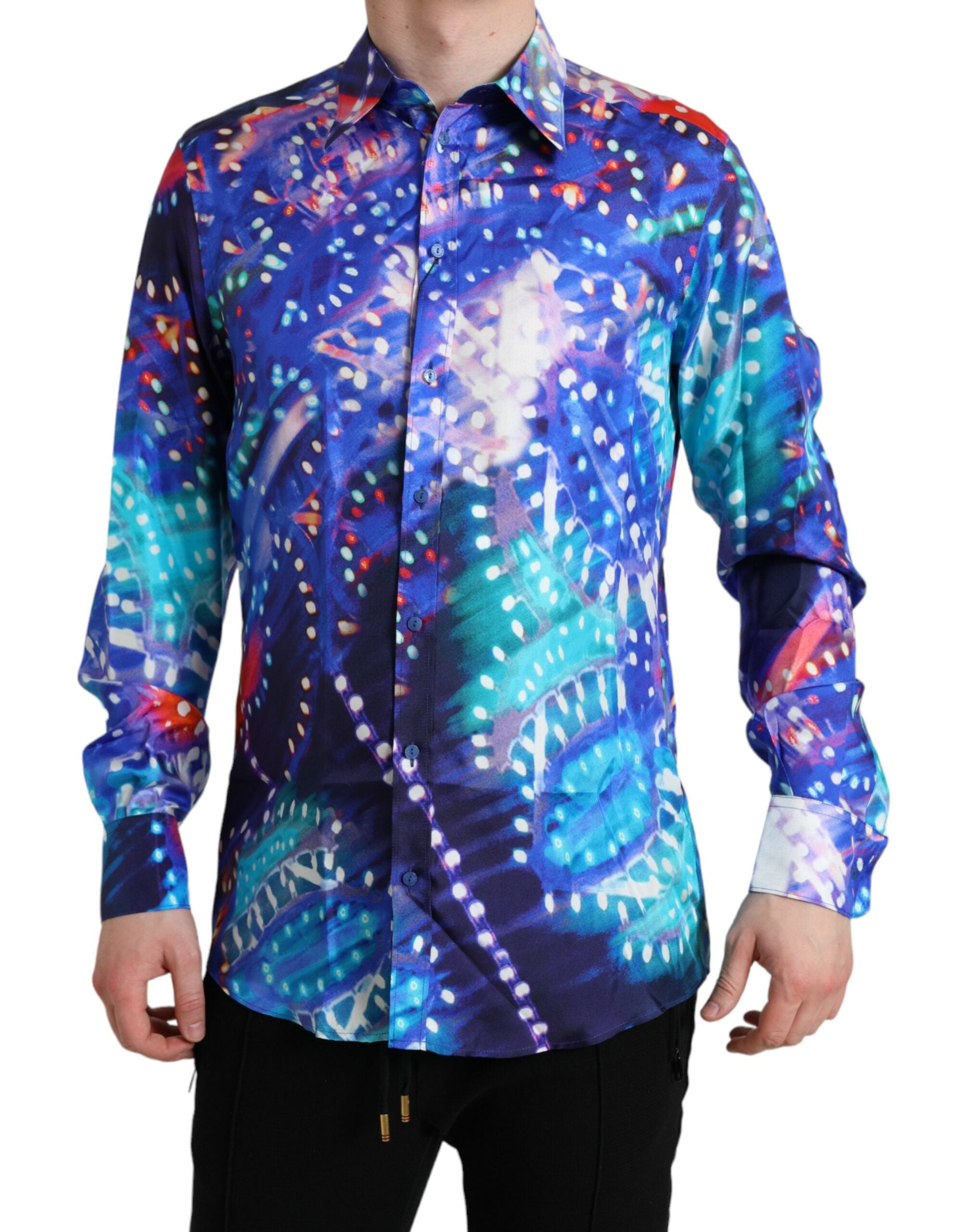 Dolce & Gabbana Lila Luminarie Seiden-Slim-MARTINI-Hemd