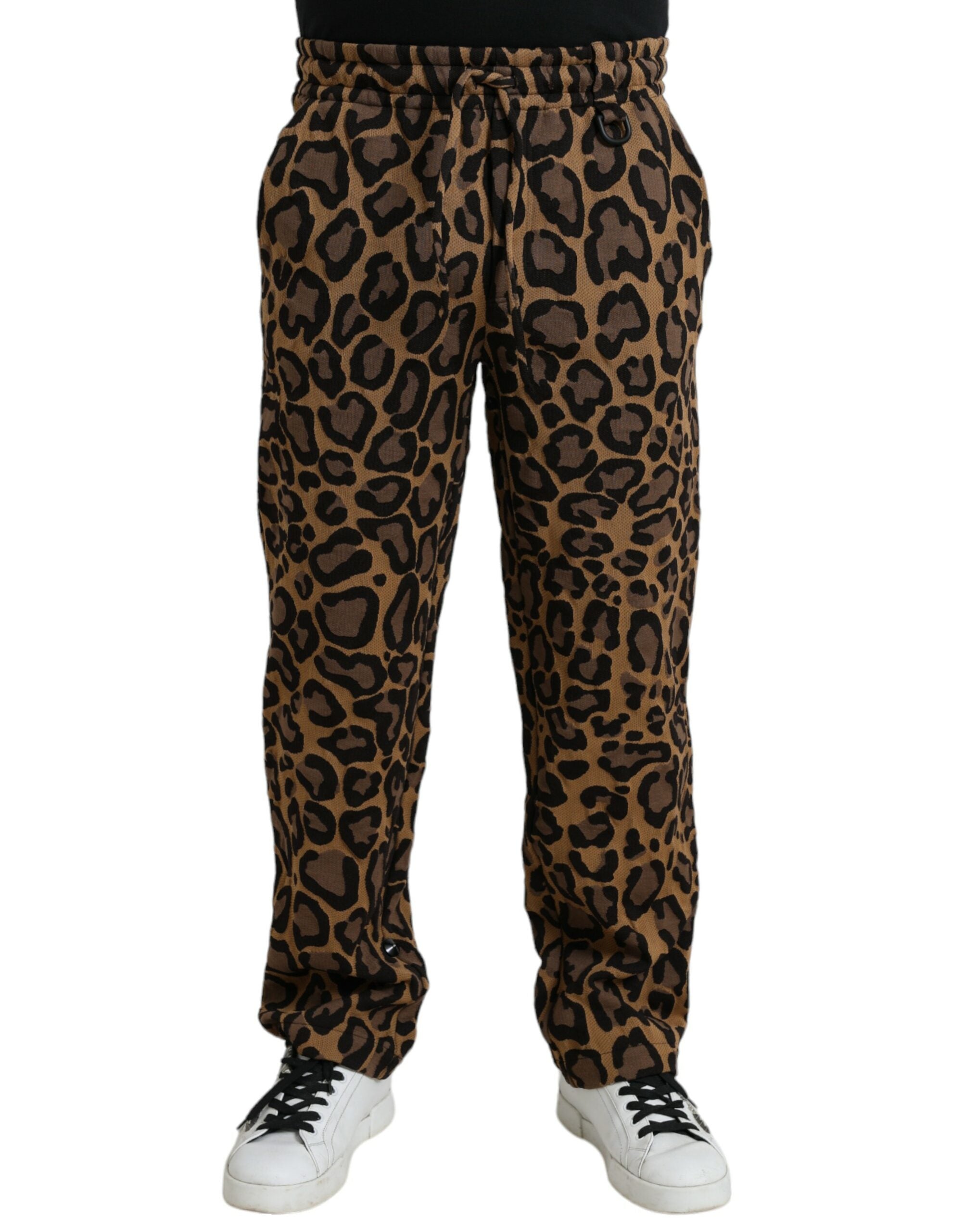 Pantalon de jogging en polyester marron à imprimé léopard Dolce & Gabbana