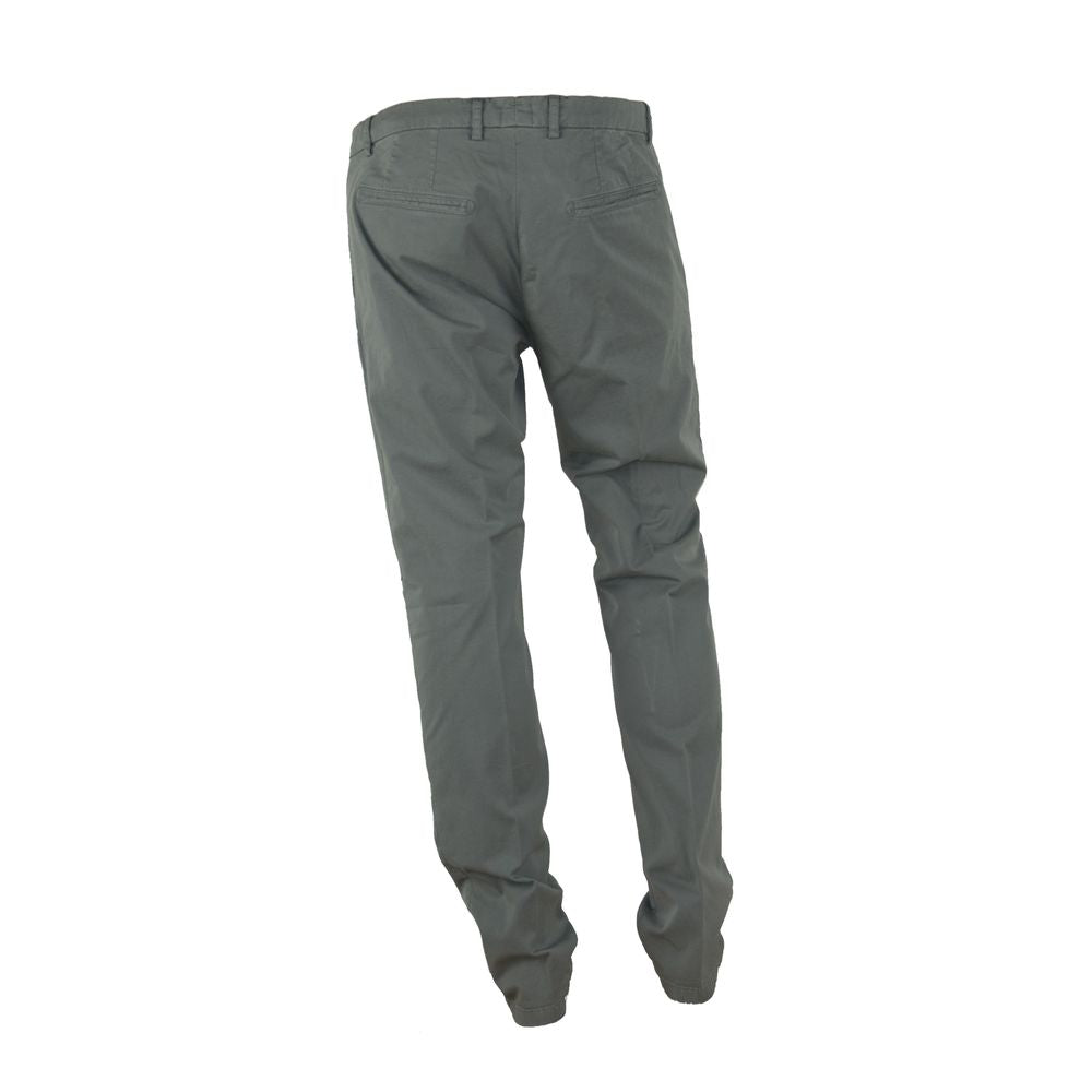 Made in Italy "Gray Cotton Men Trouser with Italian Craftsmanship"