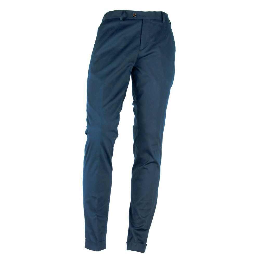 Made in Italy Blue Cotton Men Trouser