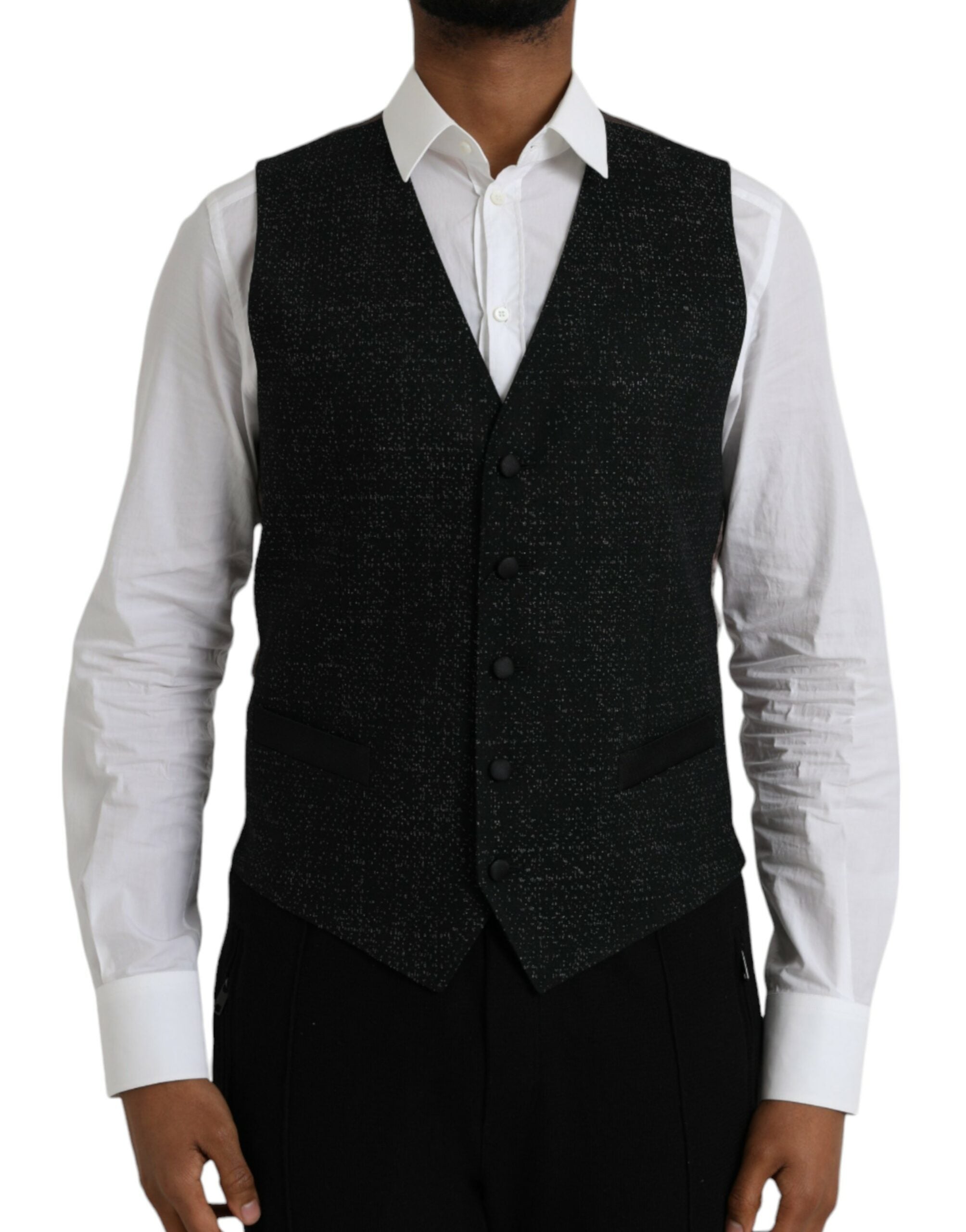 Dolce & Gabbana Robe gilet en soie noir et marron