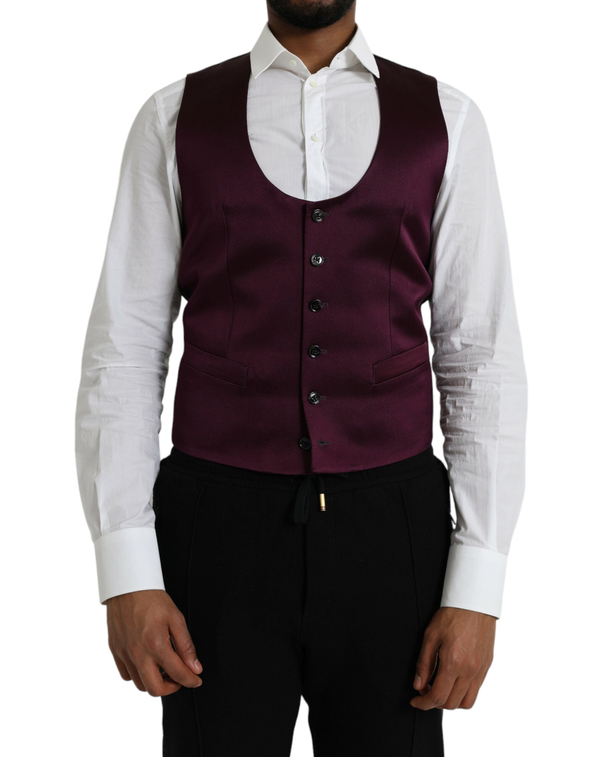 Dolce & Gabbana Robe gilet en satin de soie marron Gilet formel