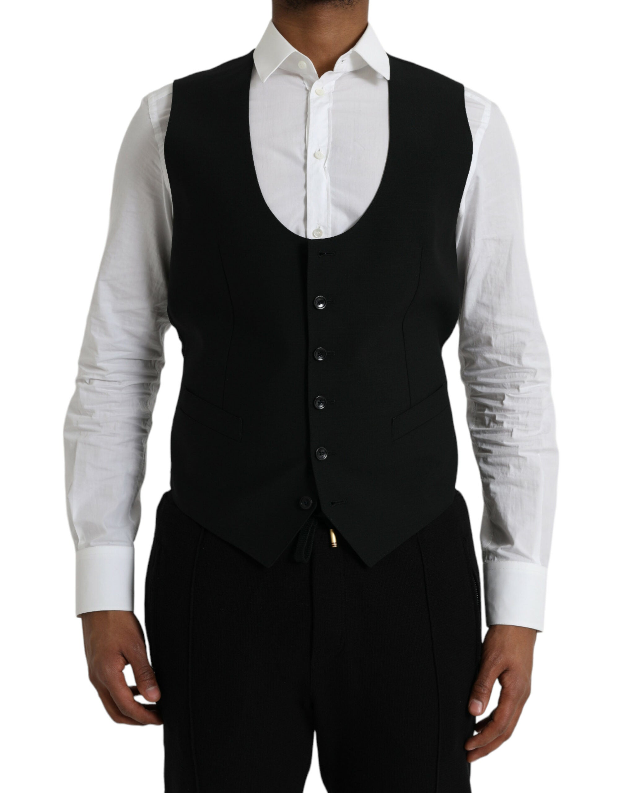 Robe gilet en laine noire Dolce & Gabbana