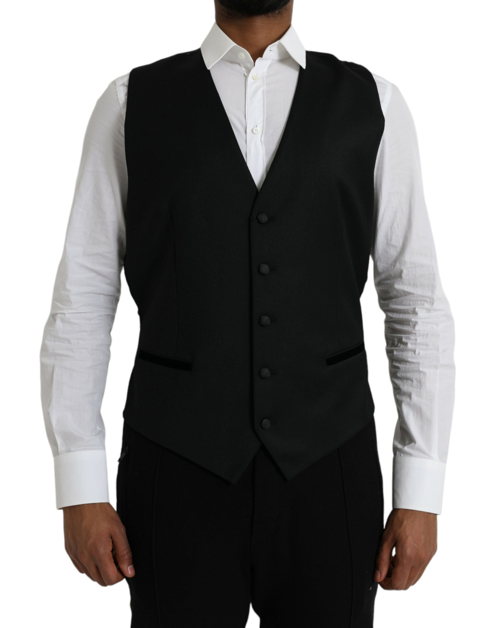 Robe gilet en soie noire Dolce & Gabbana