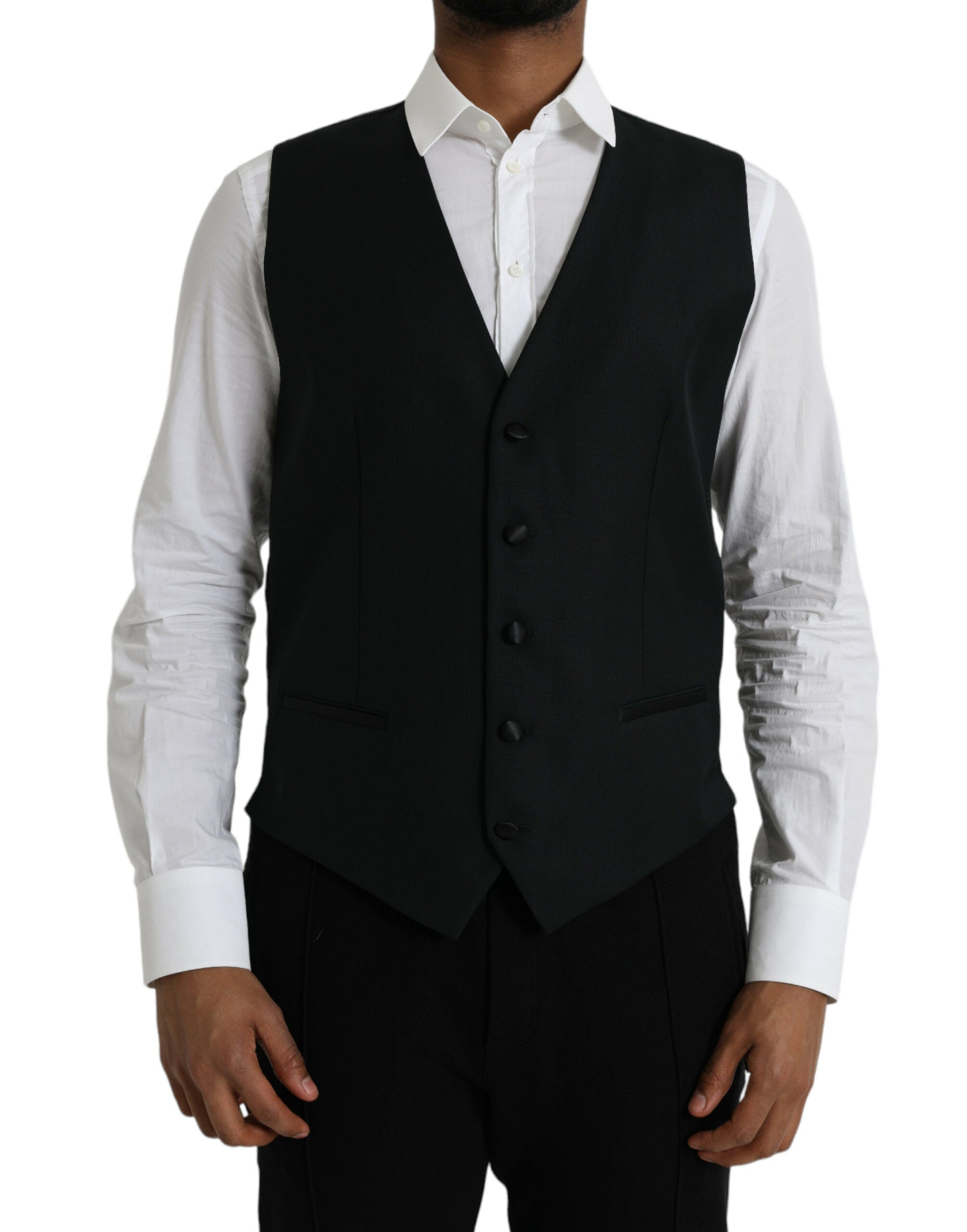 Robe gilet en laine noire Dolce & Gabbana