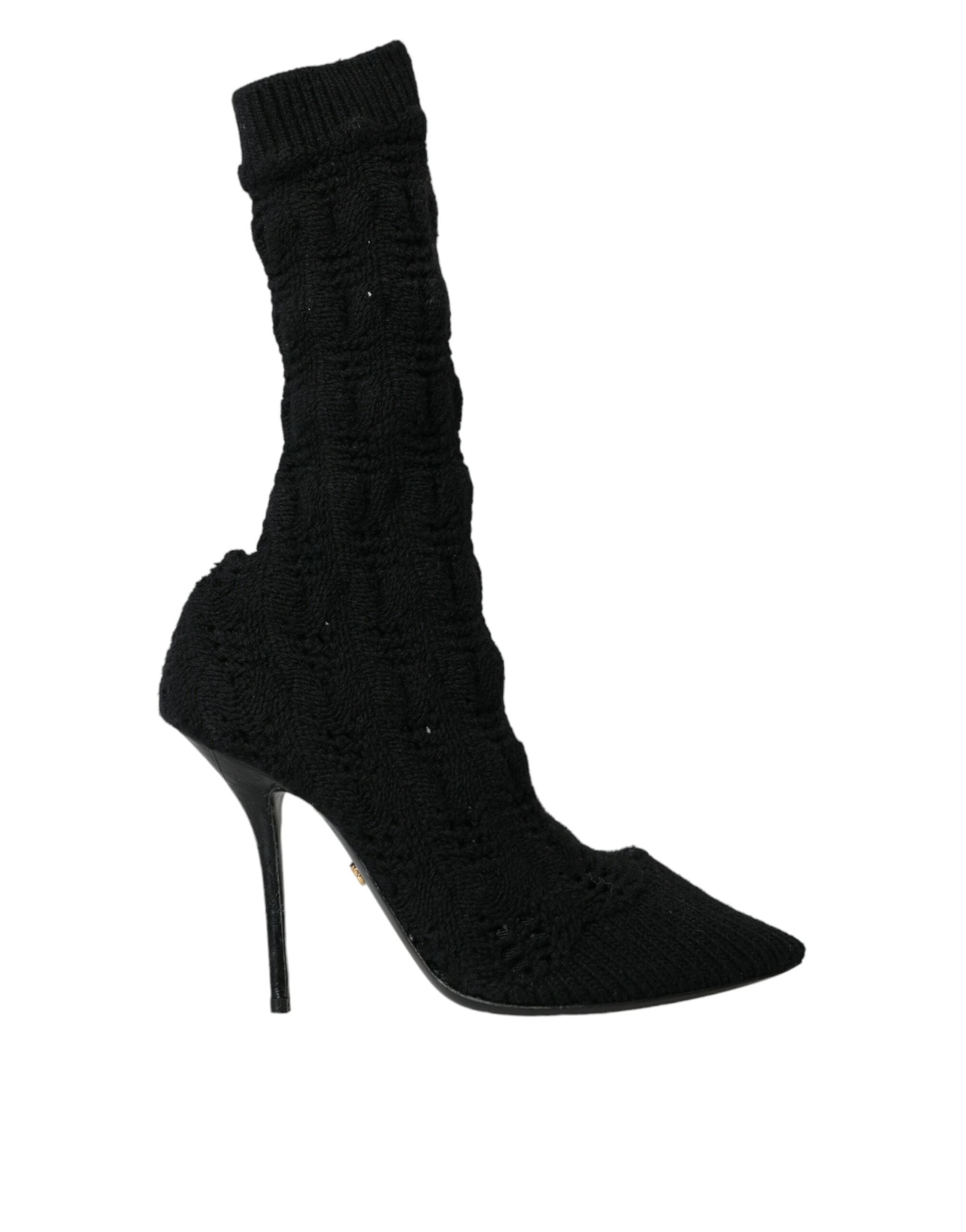 Dolce & Gabbana Schwarze Stiletto-Absätze, wadenlange Stiefel