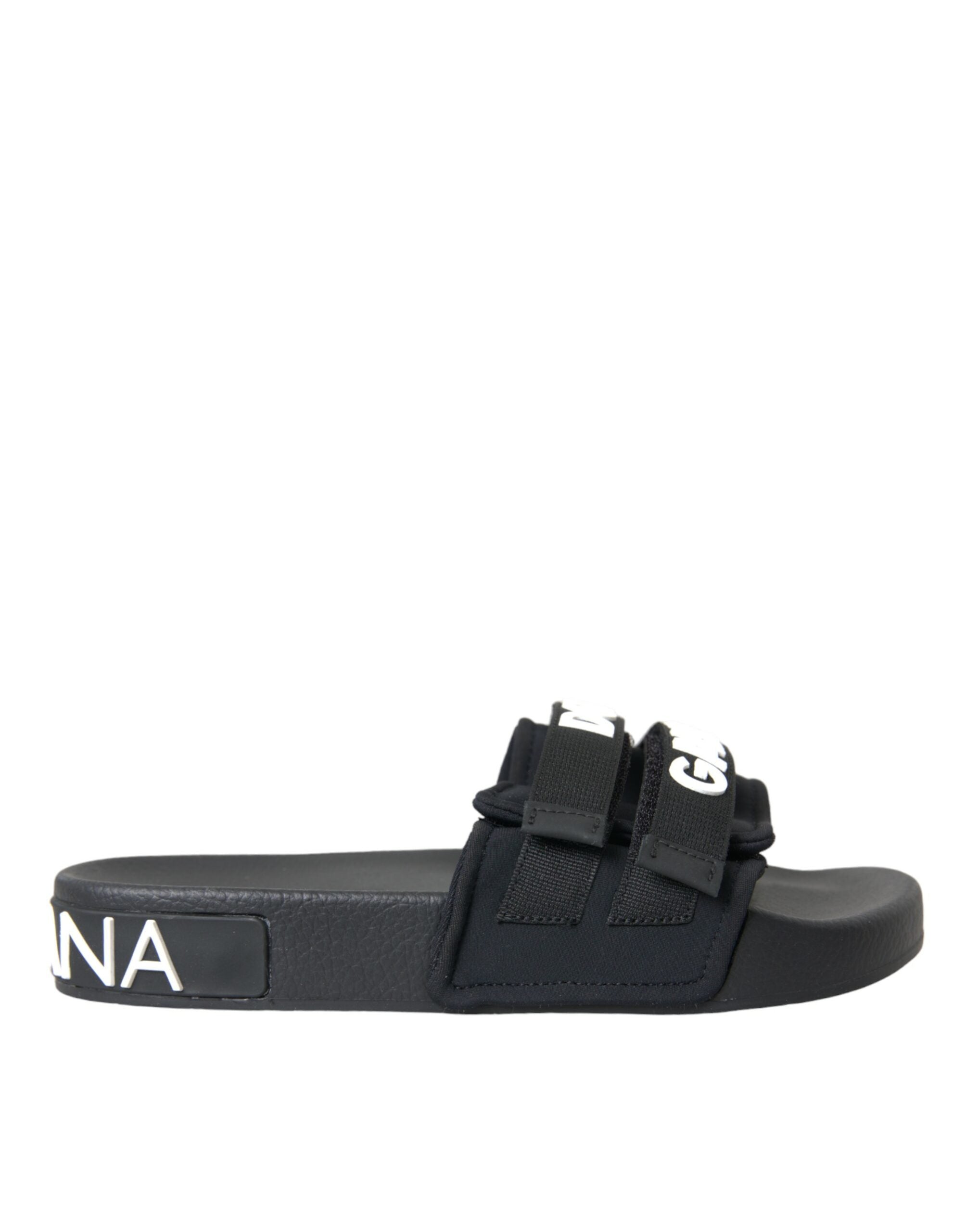 Dolce & Gabbana Schwarze Neopren-Slides Flats Beachwear-Schuhe