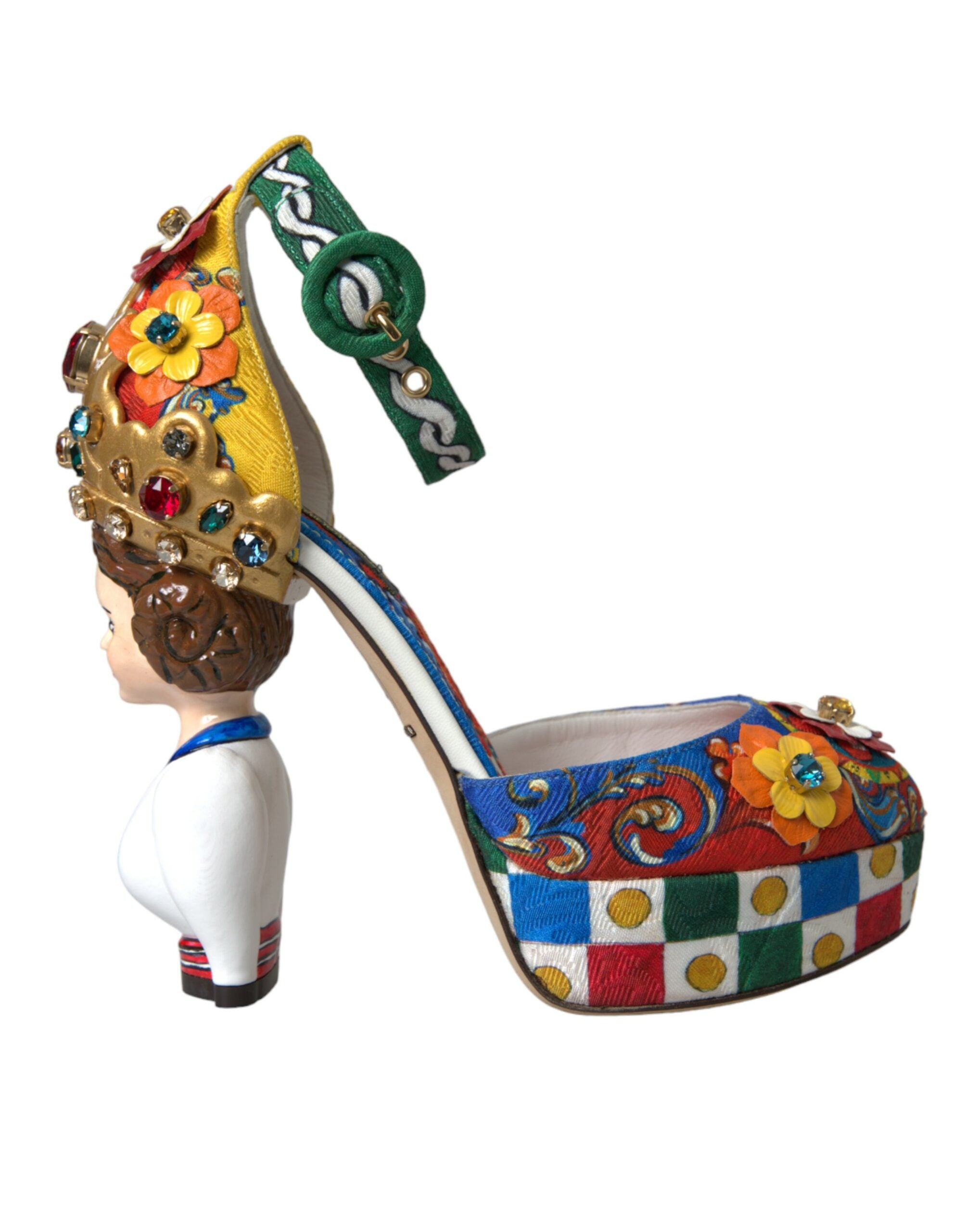 Mehrfarbige Carretto-Sandalen mit Verzierung von Dolce & Gabbana
