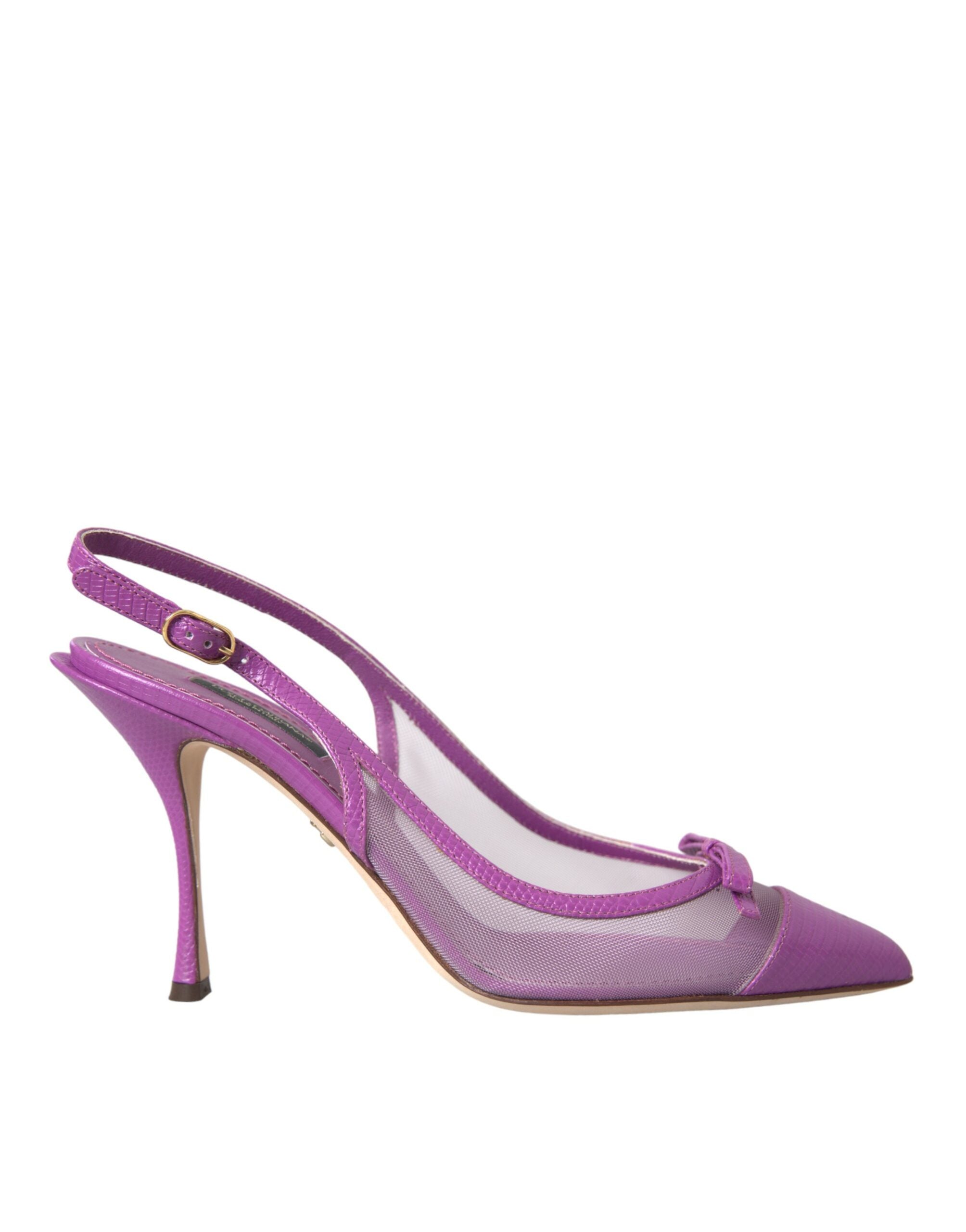 Dolce & Gabbana Lila Leder Mesh High Heels Slingback-Schuhe