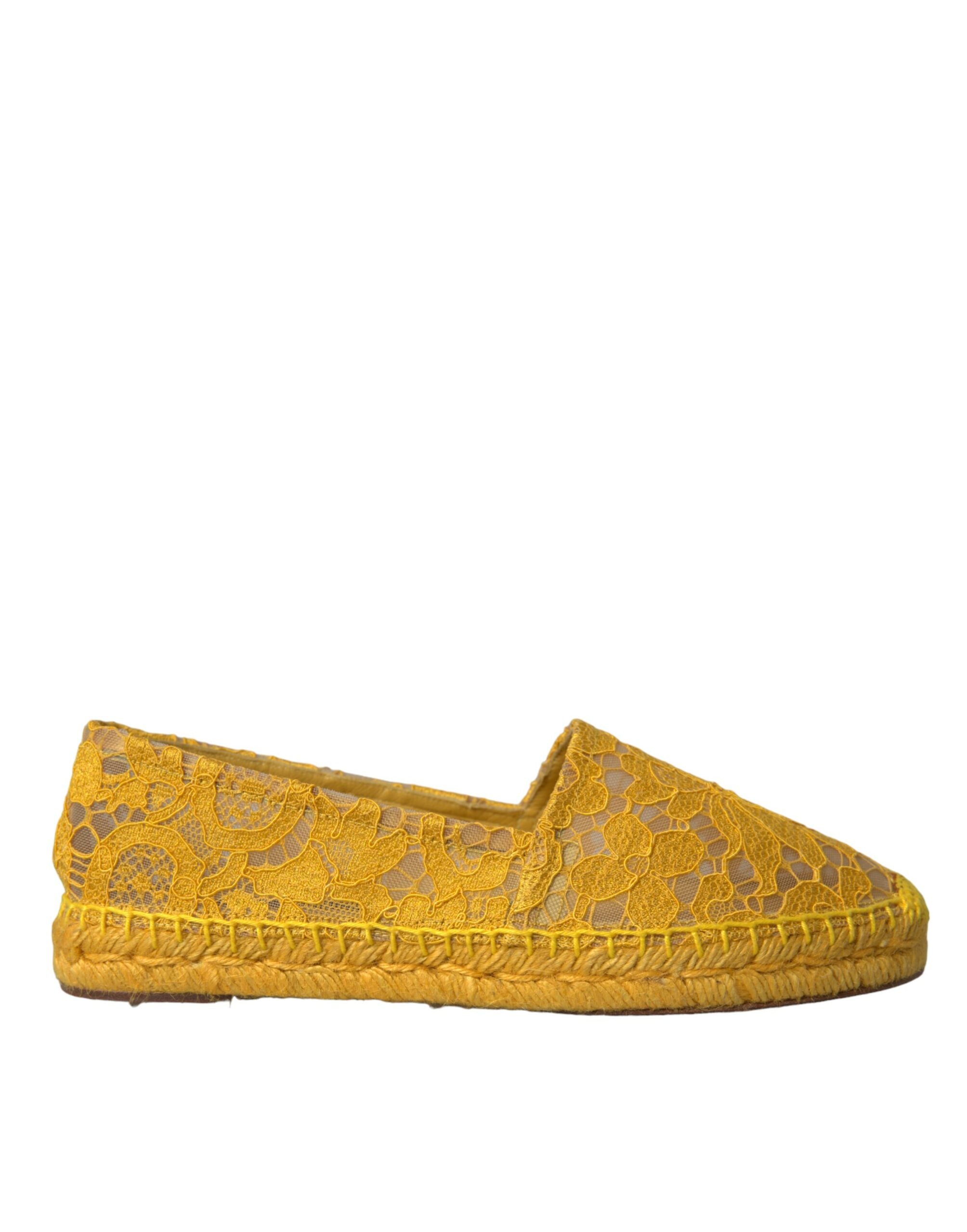 Dolce & Gabbana Gelbe Taormina Espadrille-Loafer mit Spitze