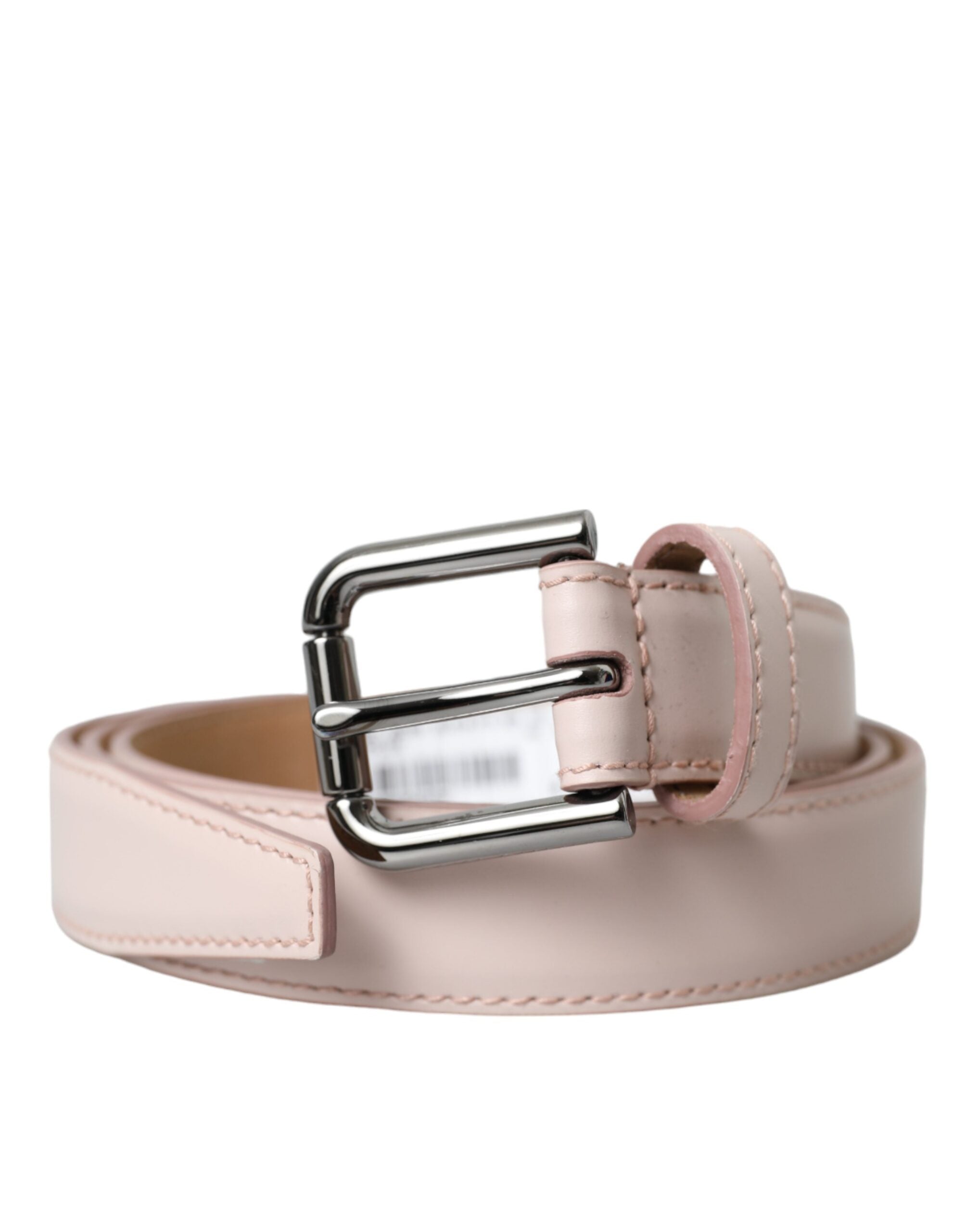 Dolce & Gabbana Hellrosa Ledergürtel mit silberner Metallschnalle
