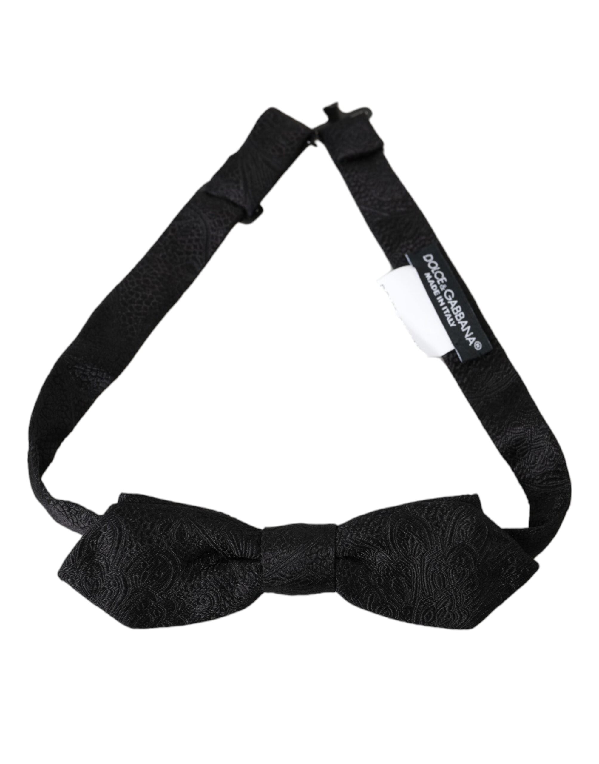 Nœud papillon ajustable en brocart de soie noir Dolce & Gabbana