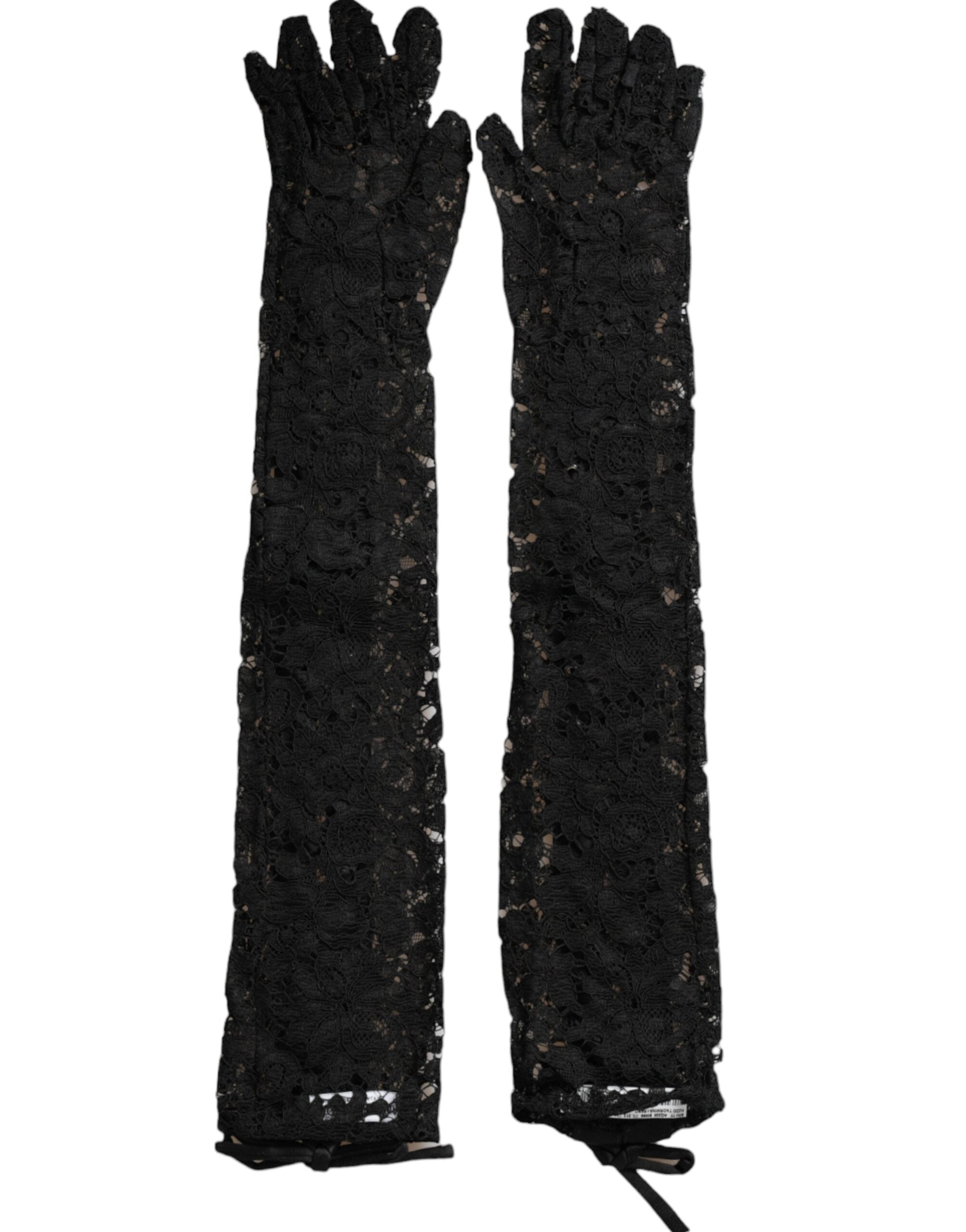 Gants Dolce & Gabbana en dentelle noire Taormina longueur coude