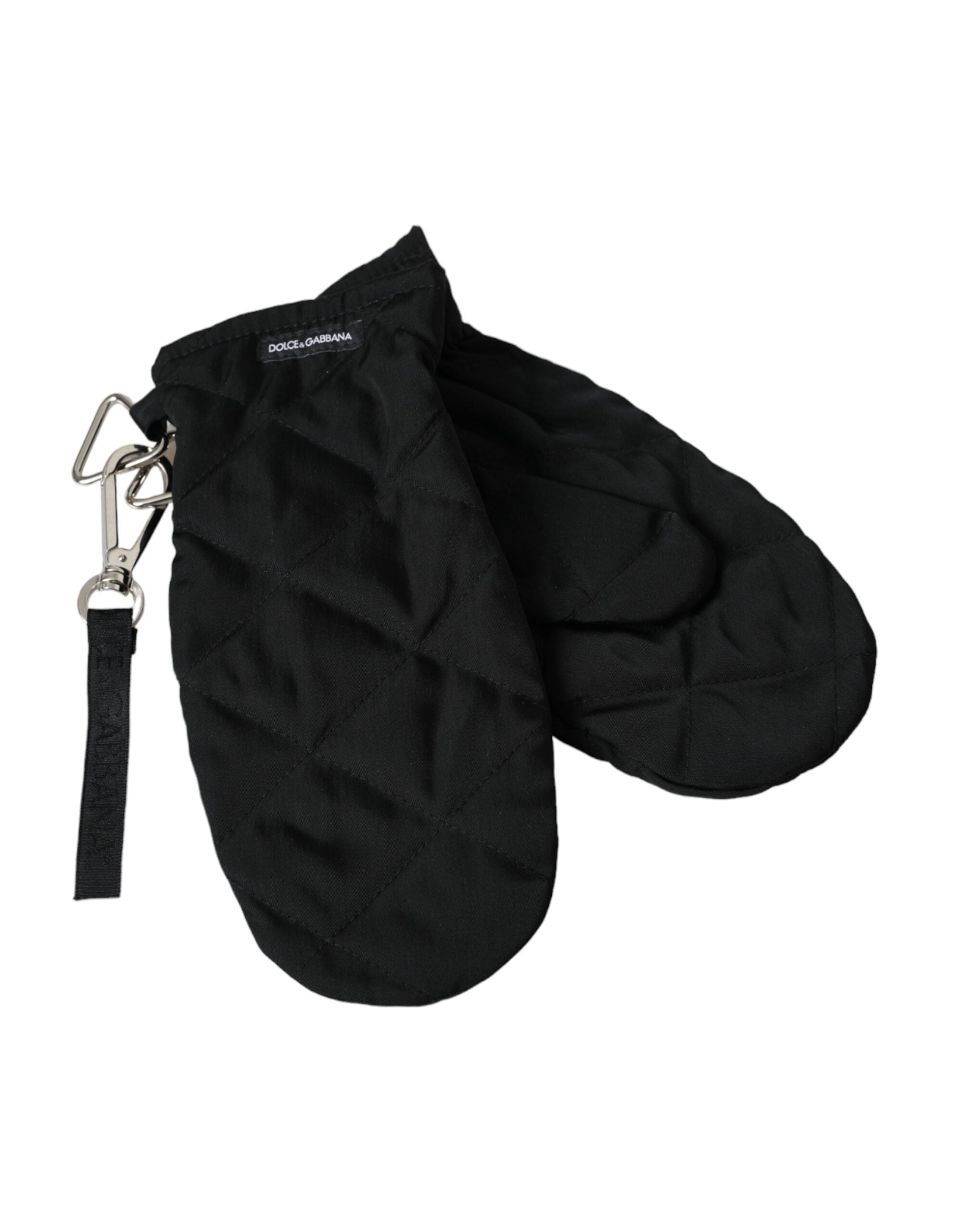 Gants mitaines en nylon matelassé noir Dolce & Gabbana