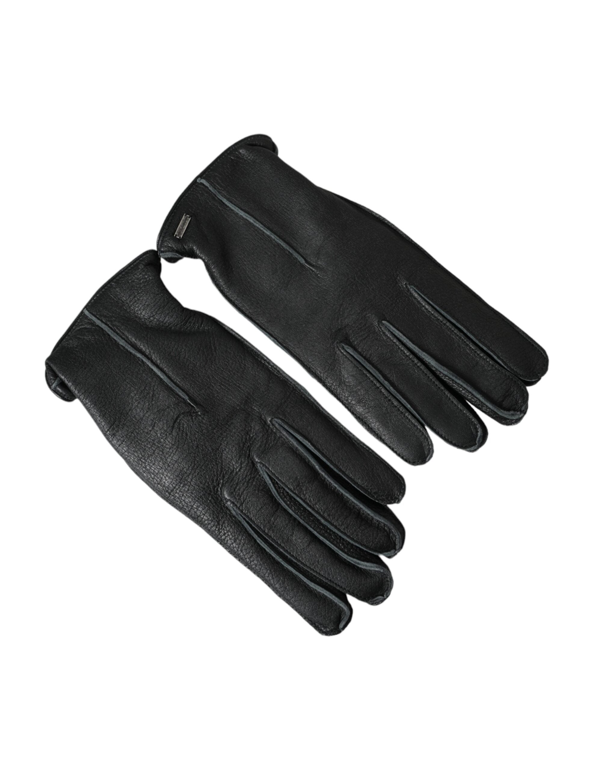 Dolce & Gabbana – Handgelenklange Handschuhe aus schwarzem Hirschleder