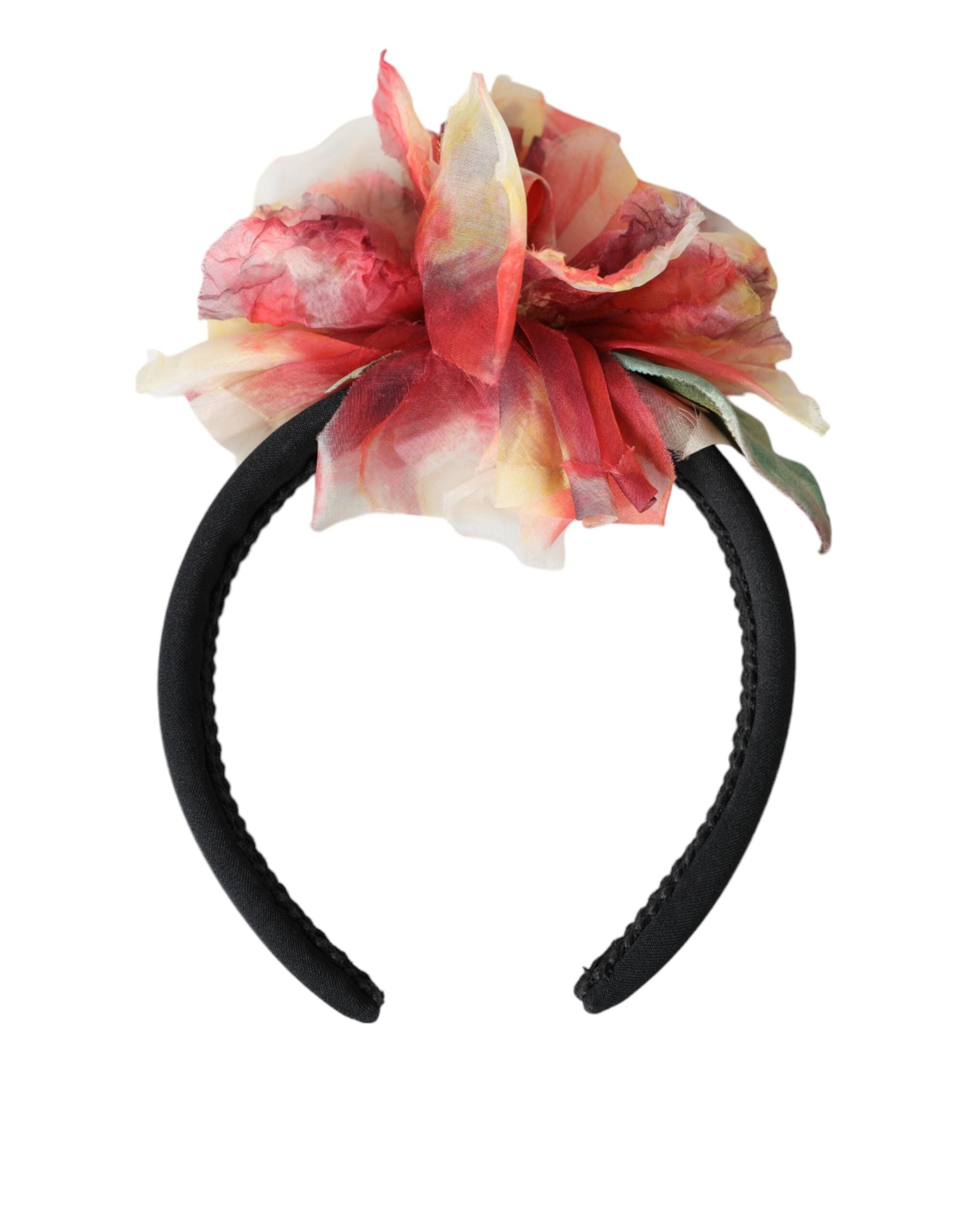 Dolce & Gabbana Rose Rose Soie Floral Noir Tiare Femmes Bandeau Diadème