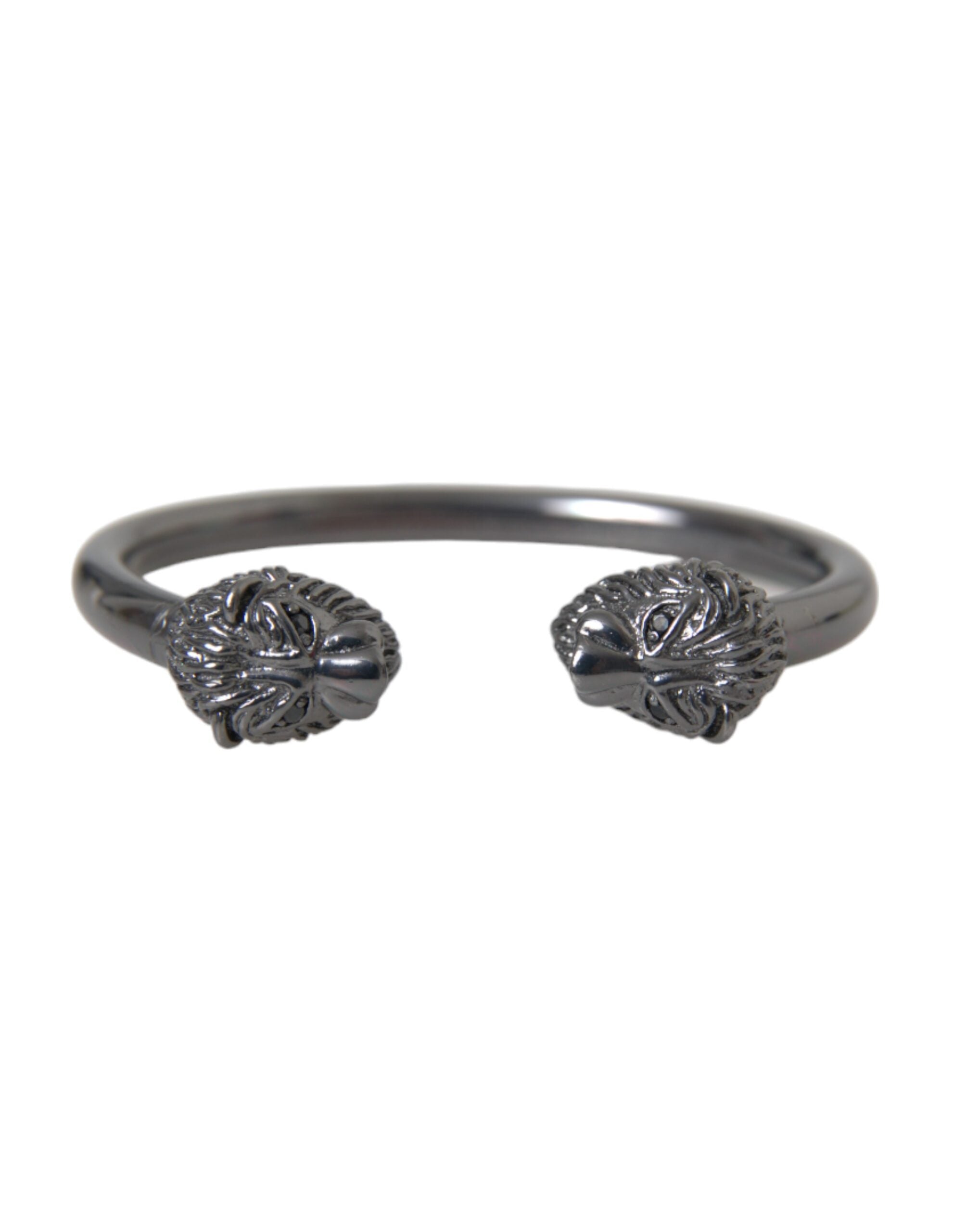 Bracelet jonc lion en rhodium noir Nialaya pour femme