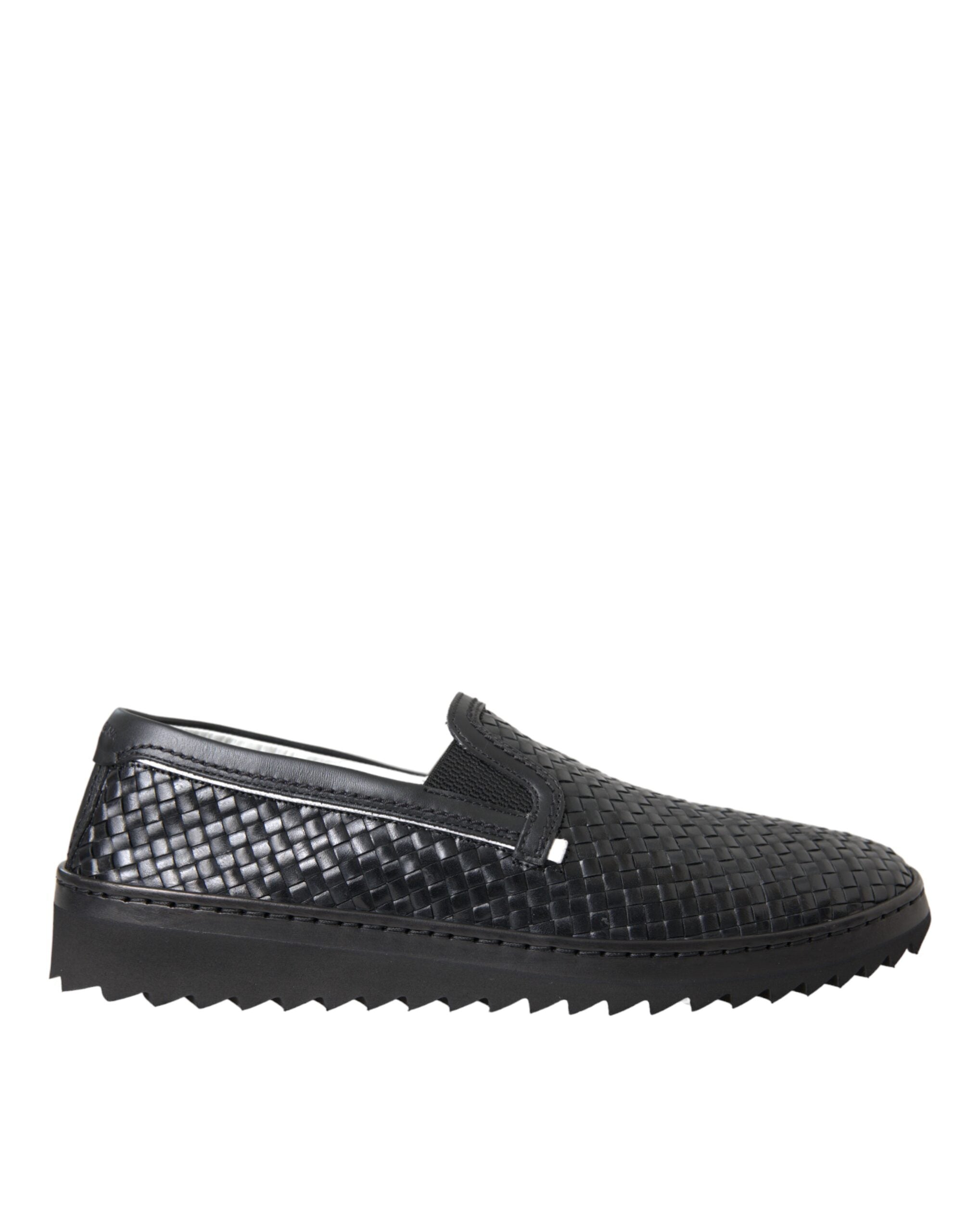 Mocassins Dolce & Gabbana en cuir de buffle tressé noir pour homme