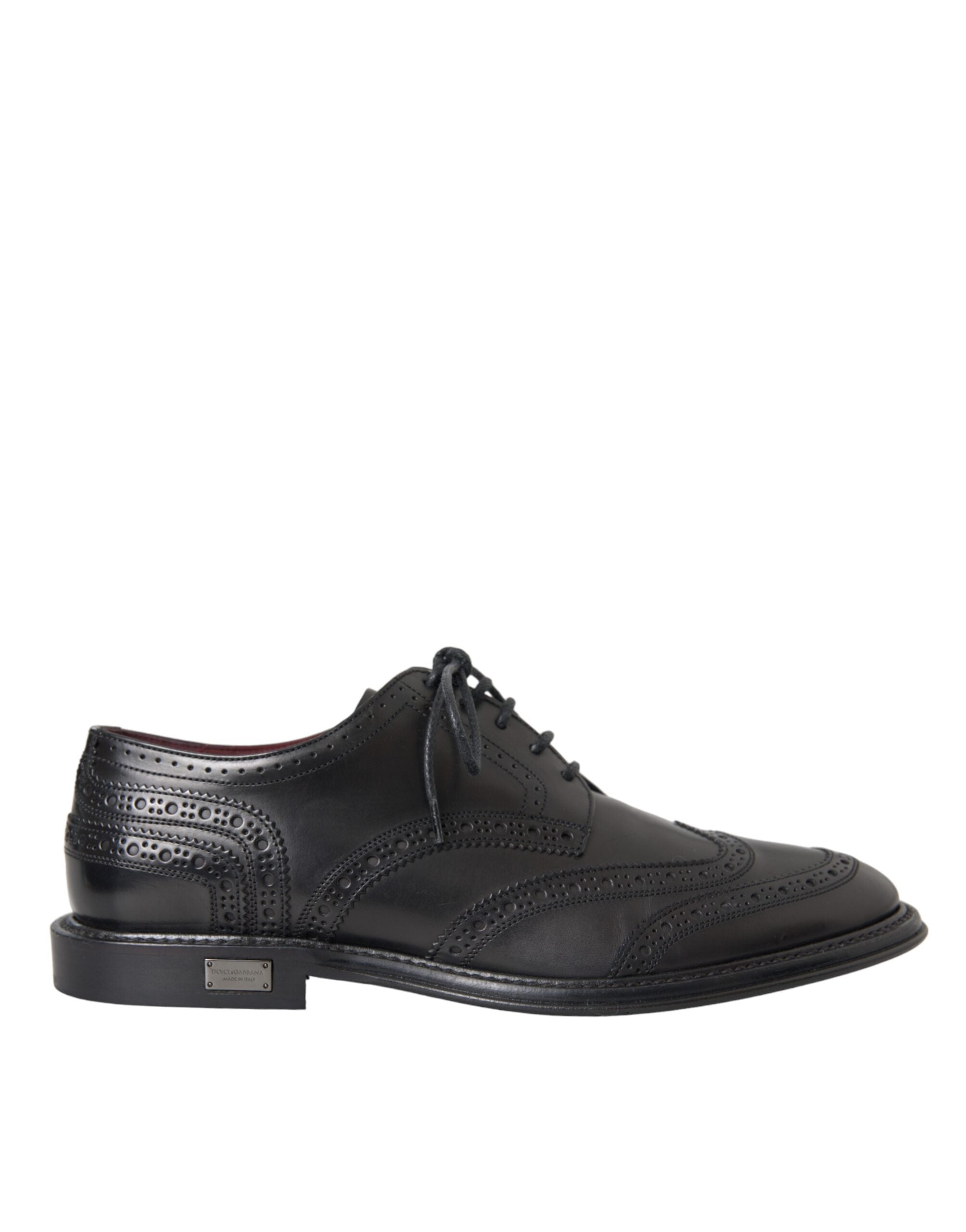 Chaussures habillées à bout golf en cuir noir Dolce & Gabbana pour homme