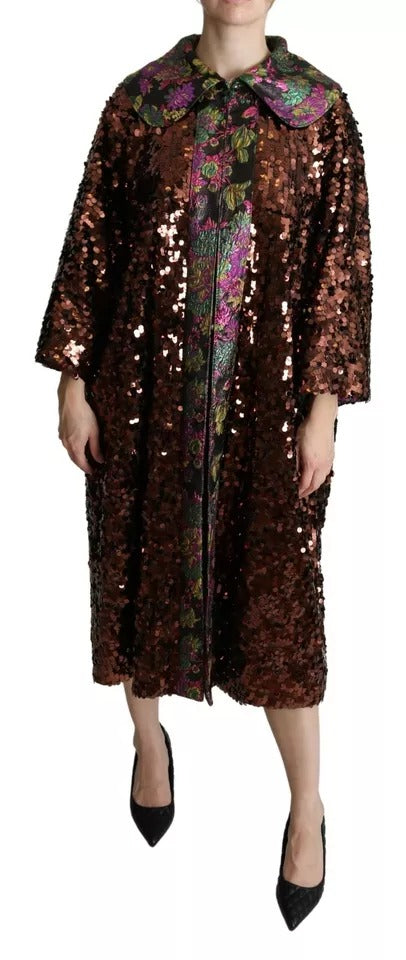 Dolce & Gabbana Manteau long à paillettes multicolores Veste jacquard