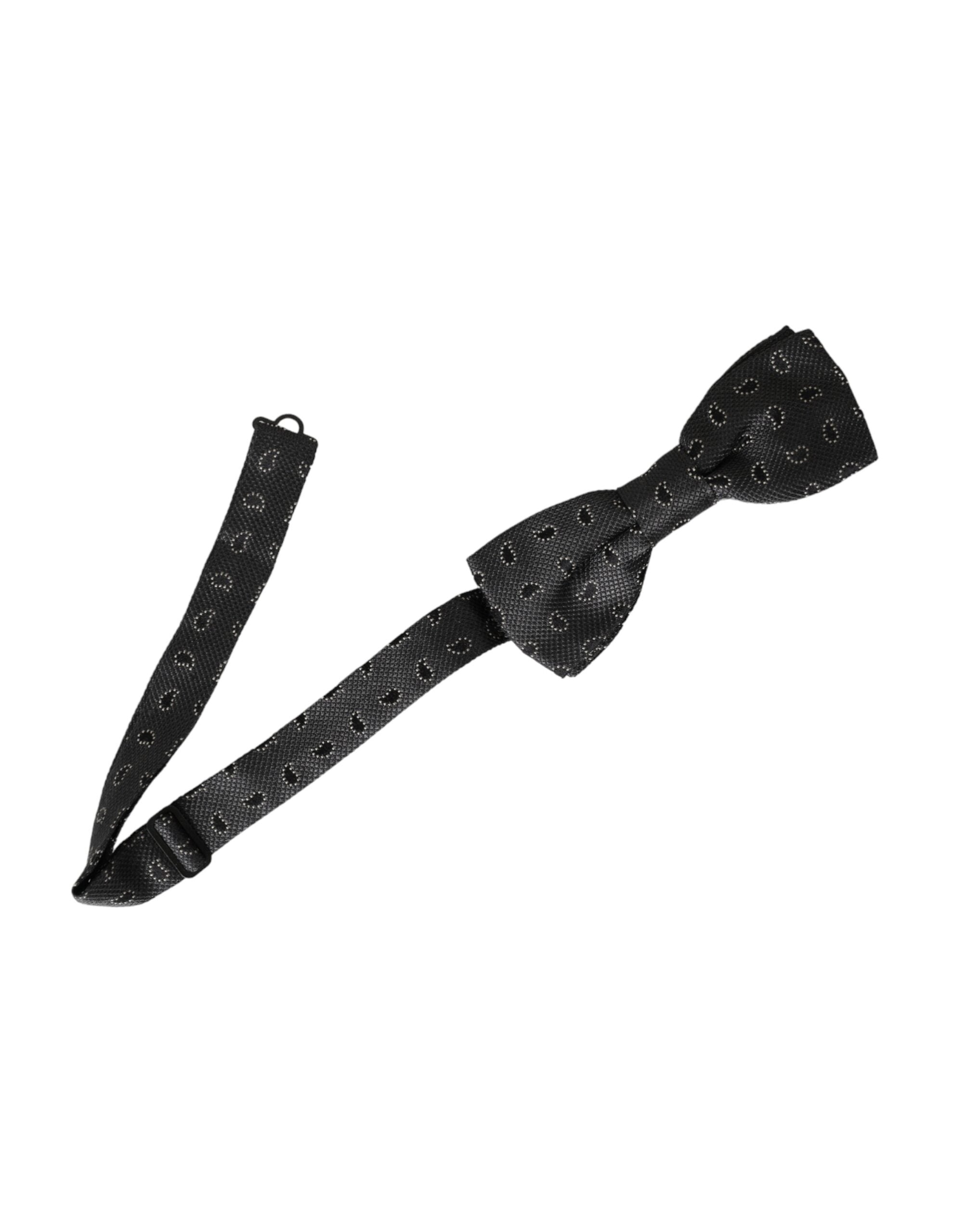 Nœud papillon ajustable en soie noire à motifs Dolce & Gabbana pour homme