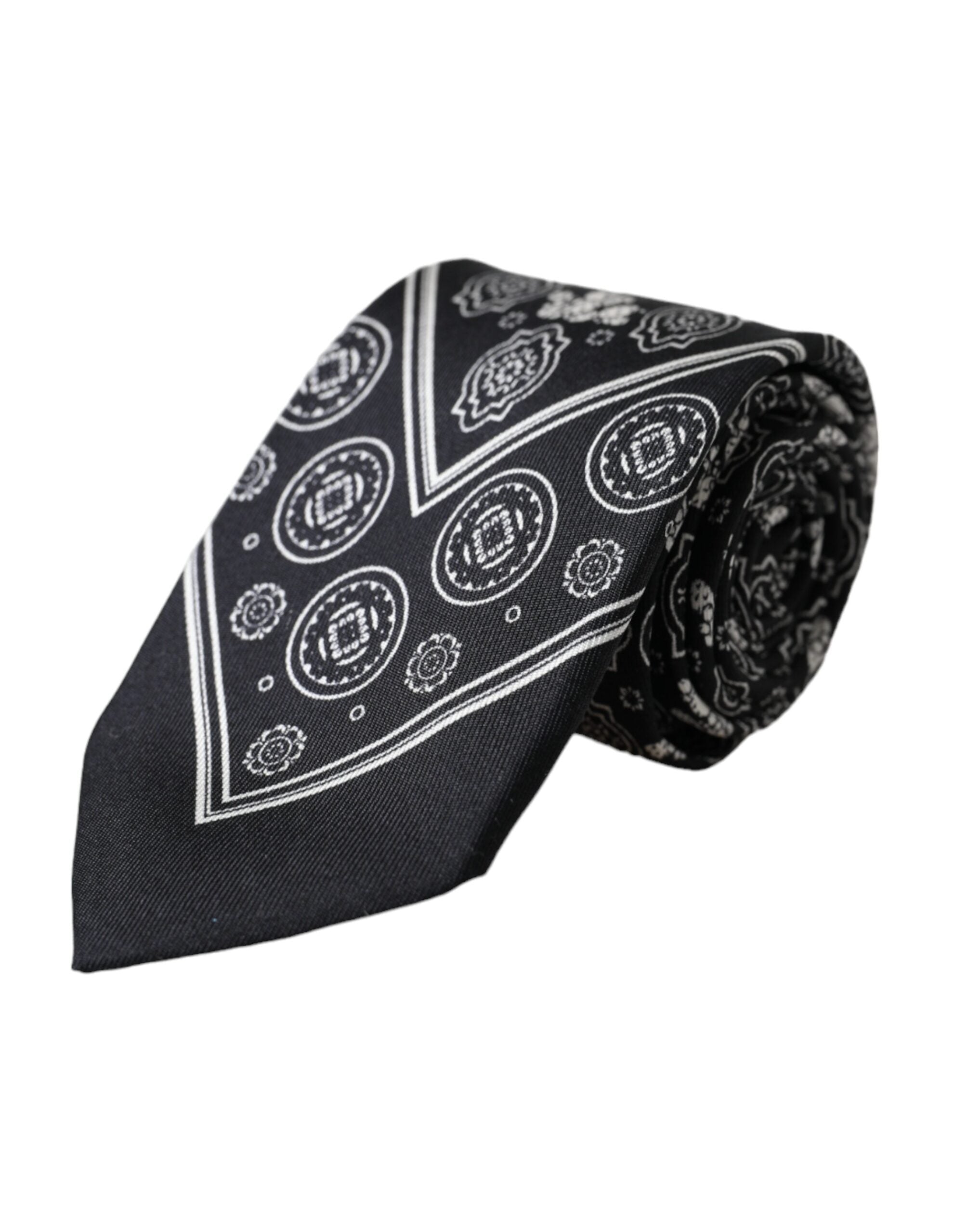 Cravate ajustable noire à motifs Dolce & Gabbana 100 % soie