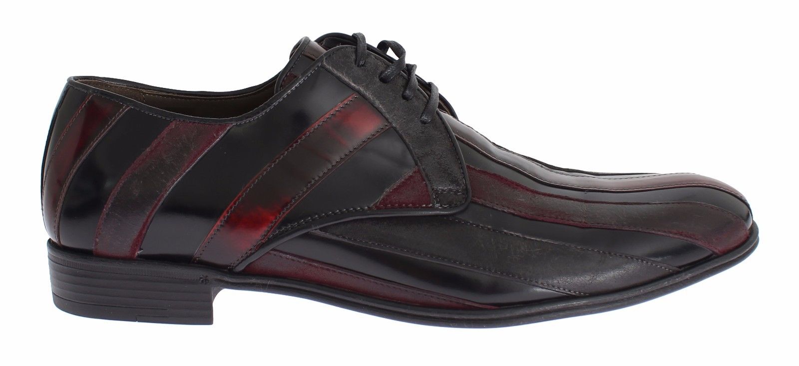 Dolce & Gabbana Elegante schwarze, bordeaux gestreifte Lederschuhe