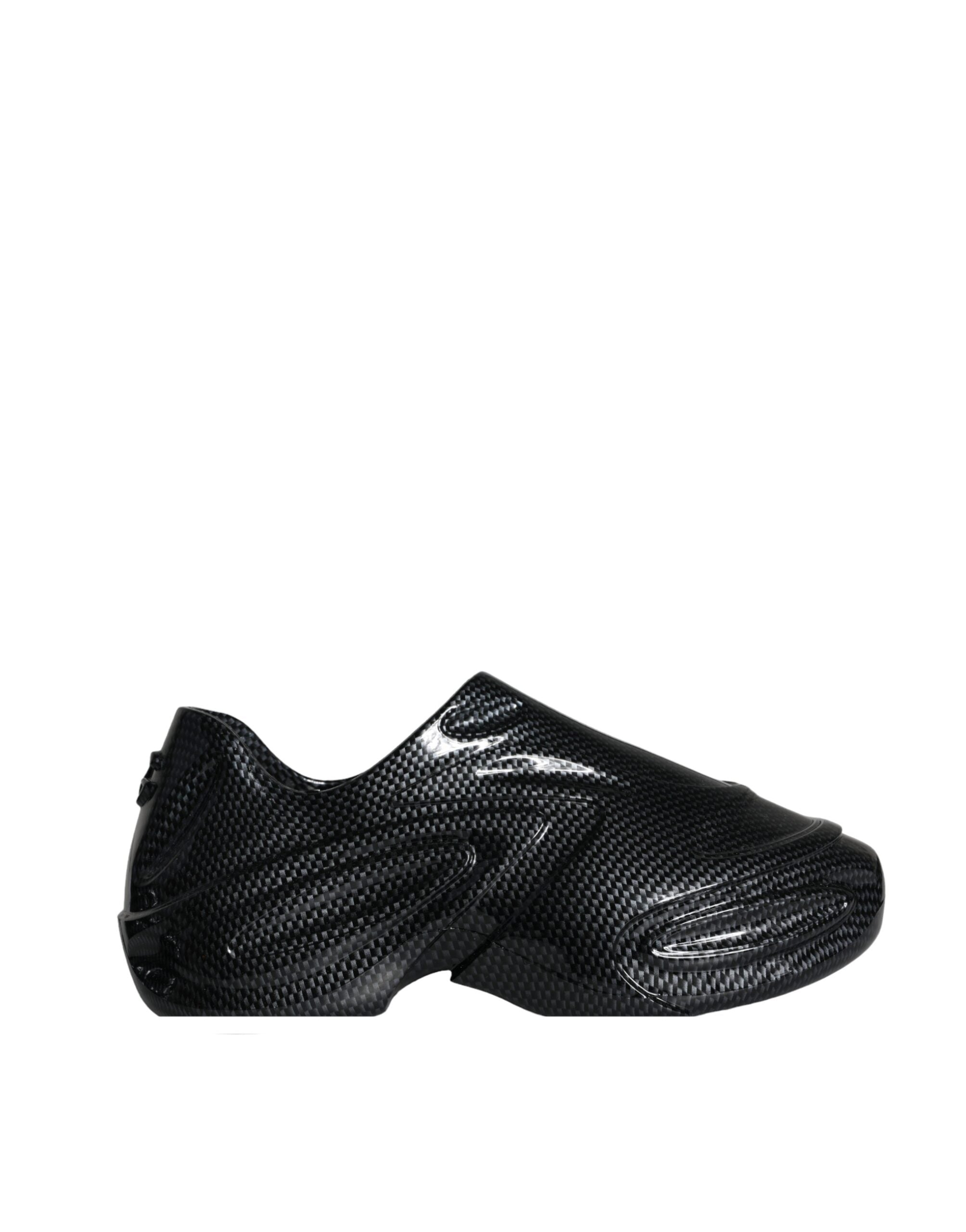 Dolce & Gabbana – Toy Low Top Sneakers aus schwarzem, foliertem Gummi für Herren