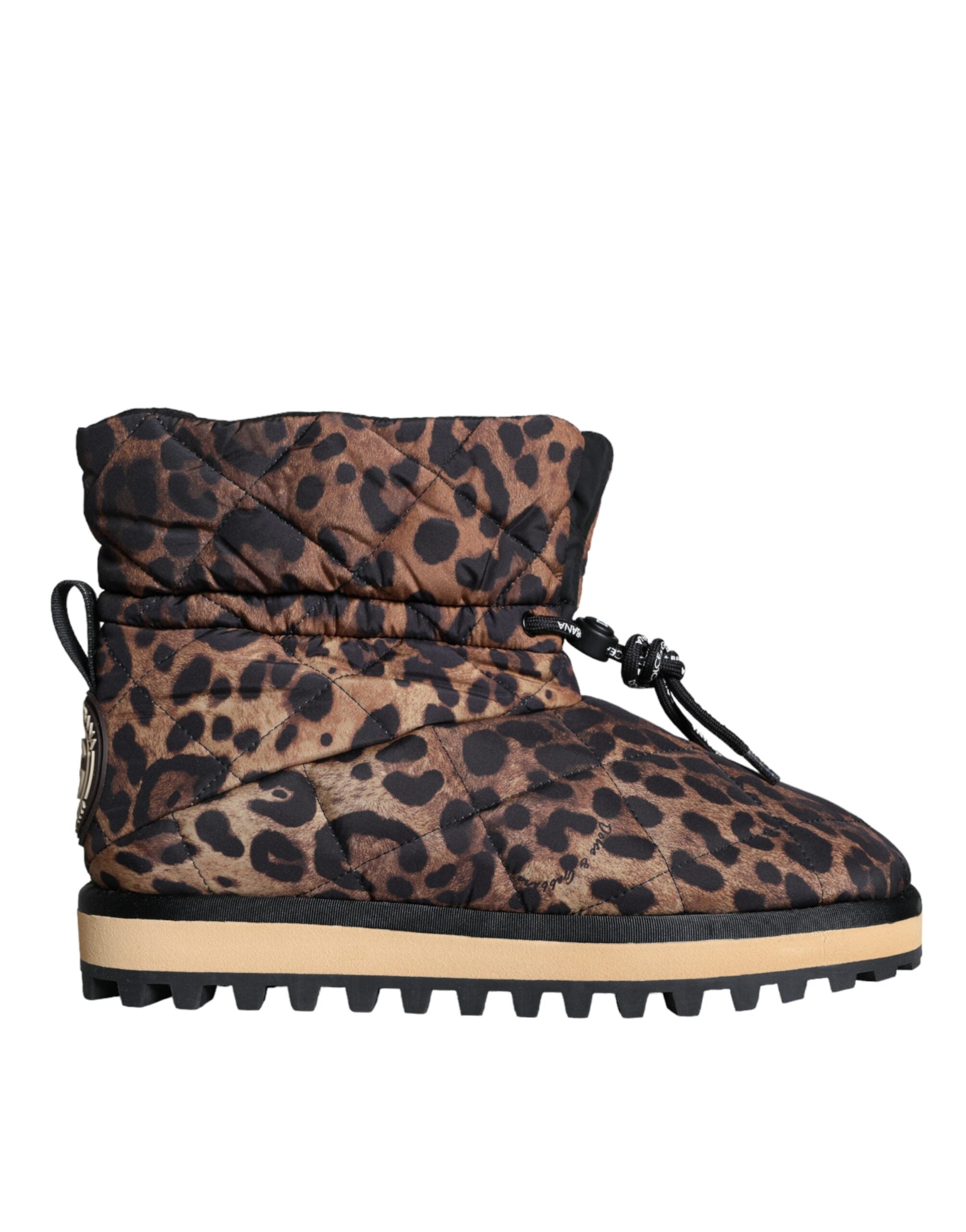 Dolce & Gabbana – Braune Stiefeletten mit Leopardenmuster und gepolsterten Schuhen