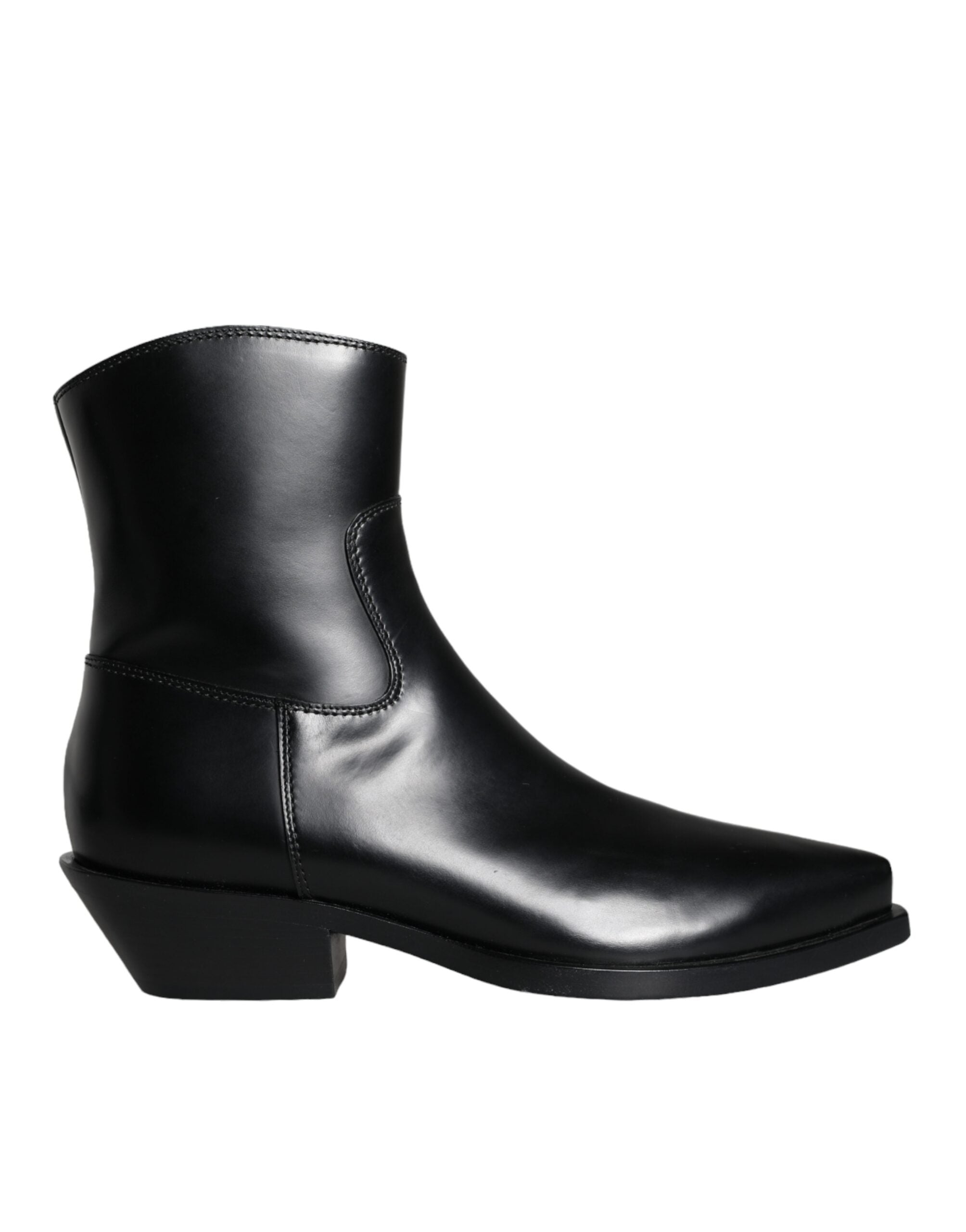 Dolce & Gabbana Schwarze Lederstiefeletten Booties Schuhe