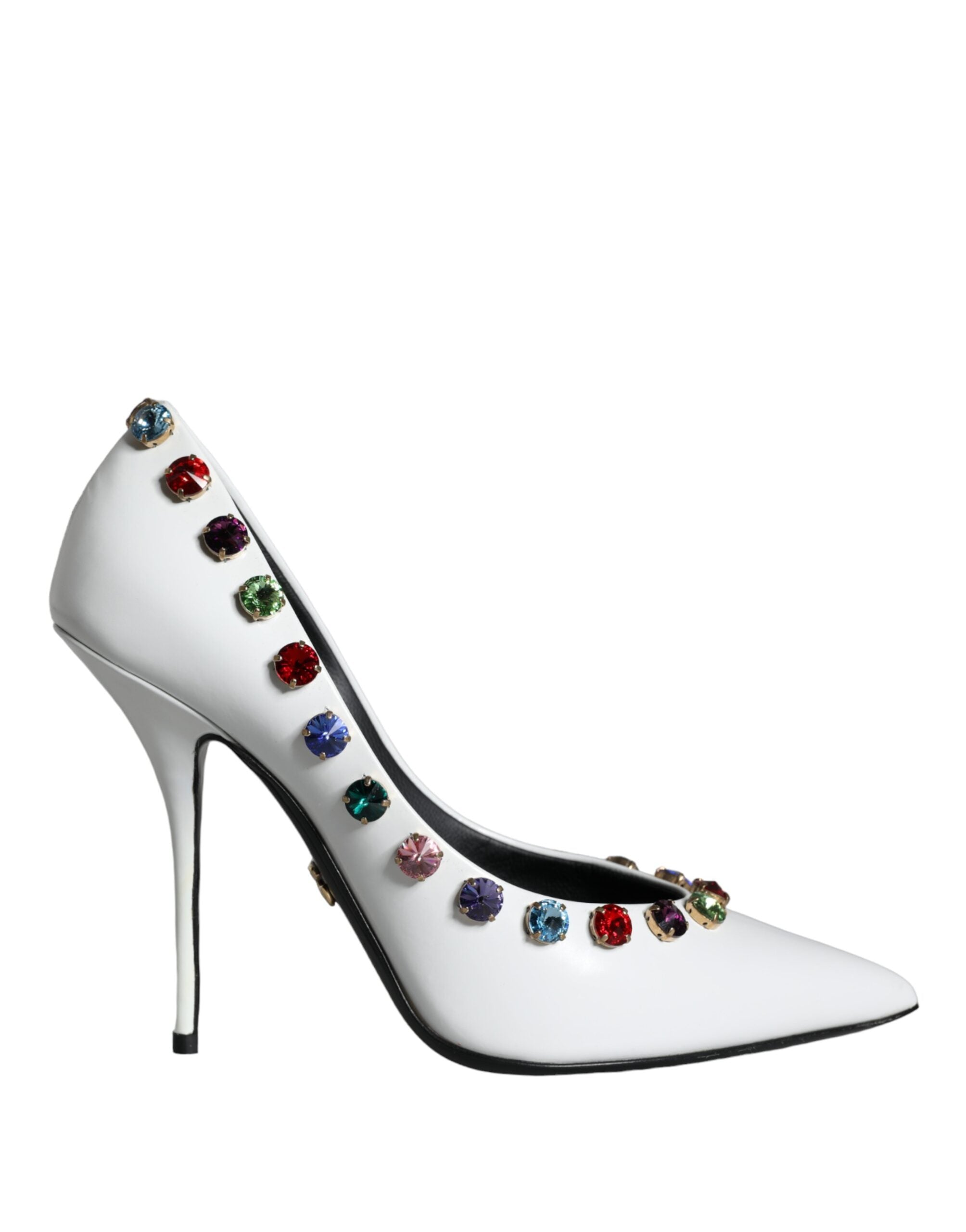 Dolce & Gabbana Weiße Kristall Leder High Heels Pumps Schuhe