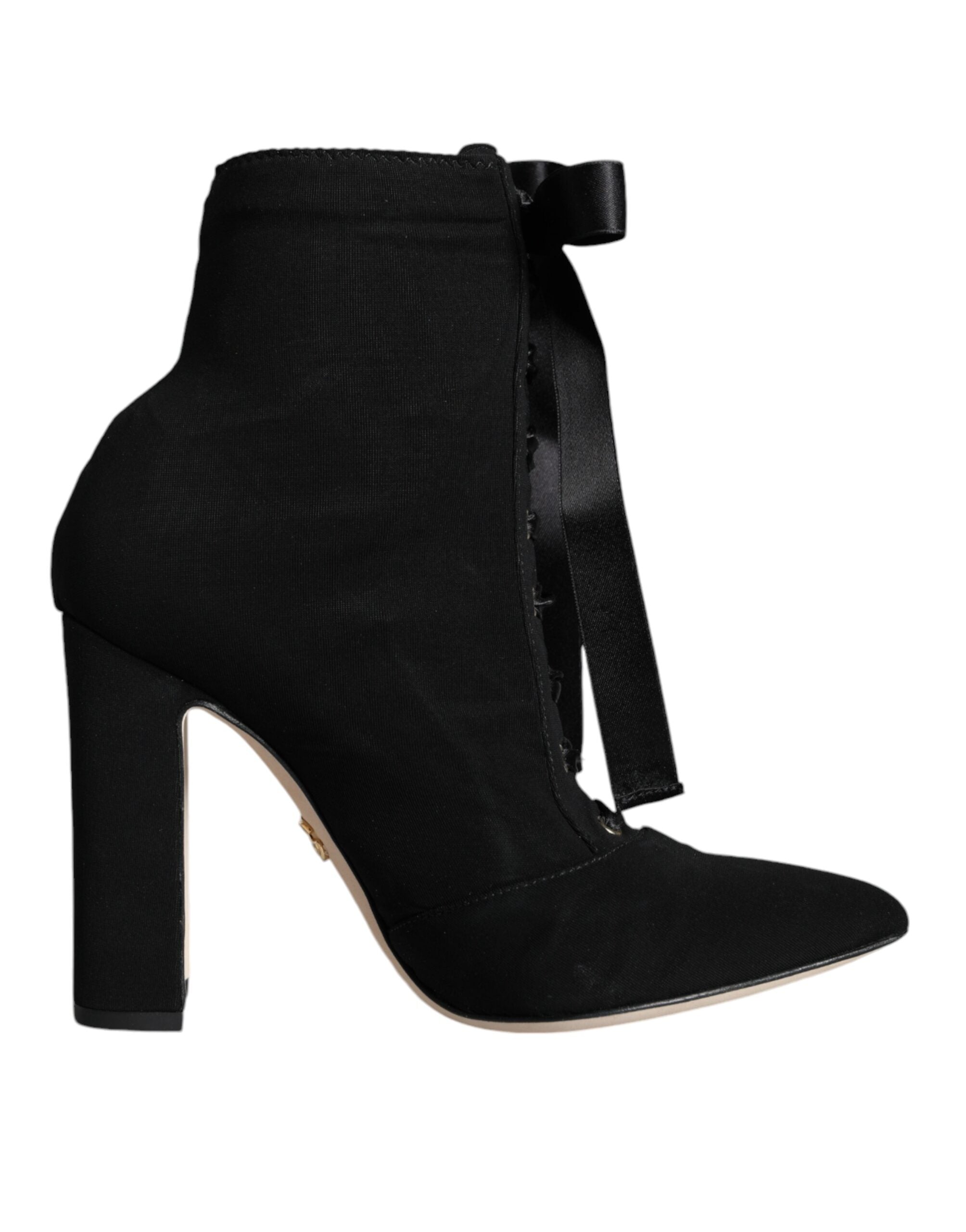 Dolce & Gabbana – Schwarze Stiefeletten aus Stretch-Jersey