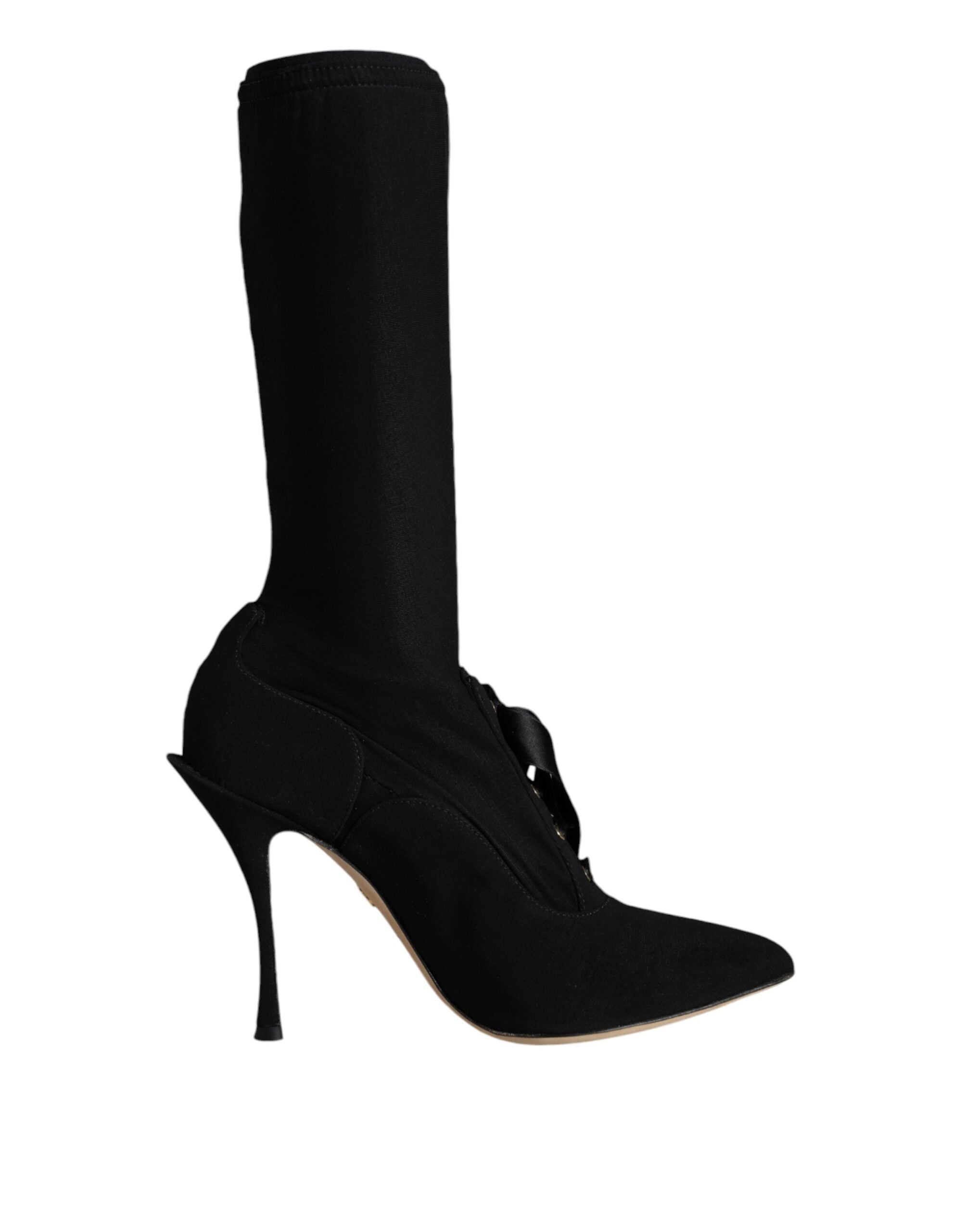 Dolce & Gabbana Schwarze Stiletto-Absätze, wadenlange Stiefel