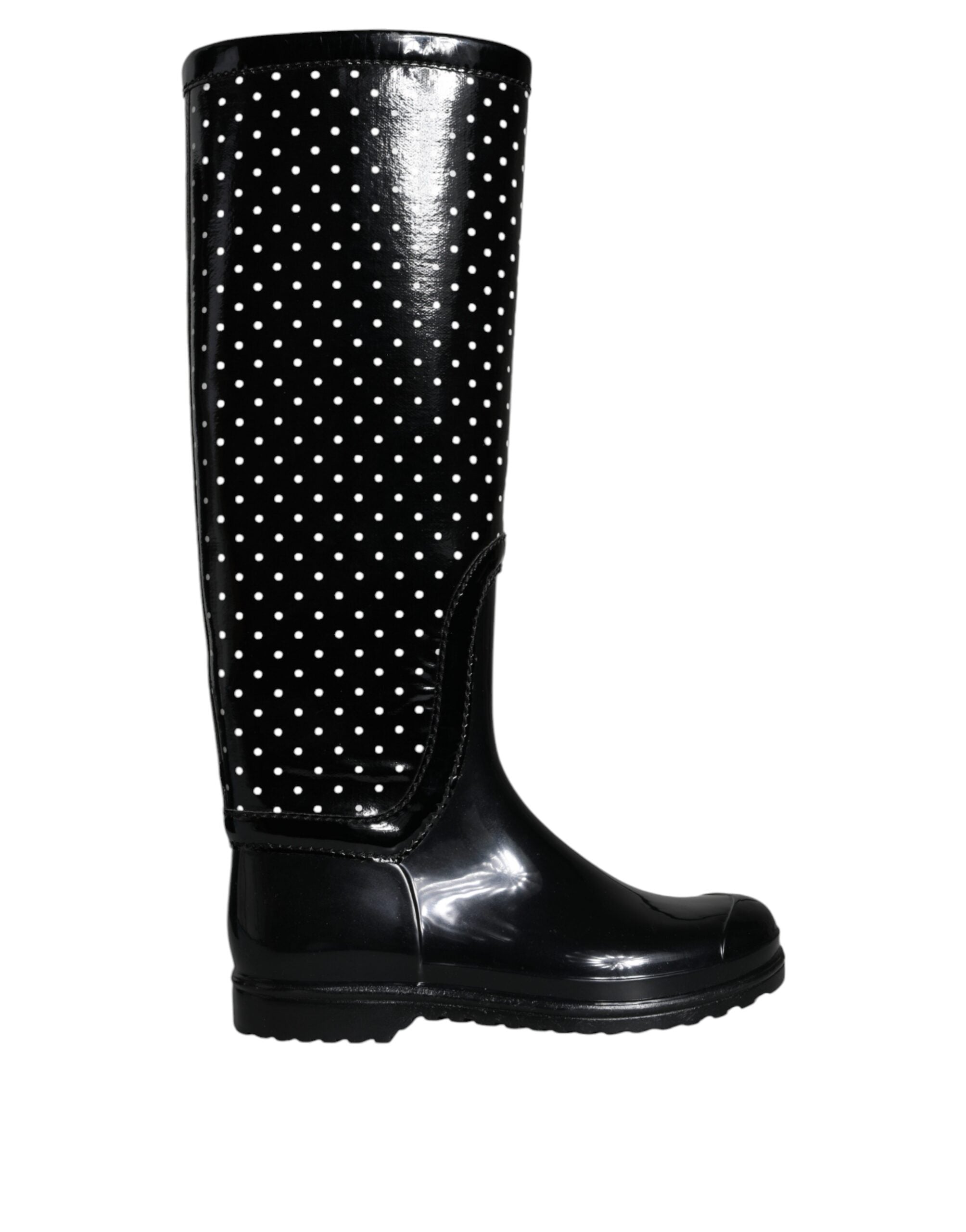 Bottes hautes en caoutchouc noires à pois Dolce & Gabbana